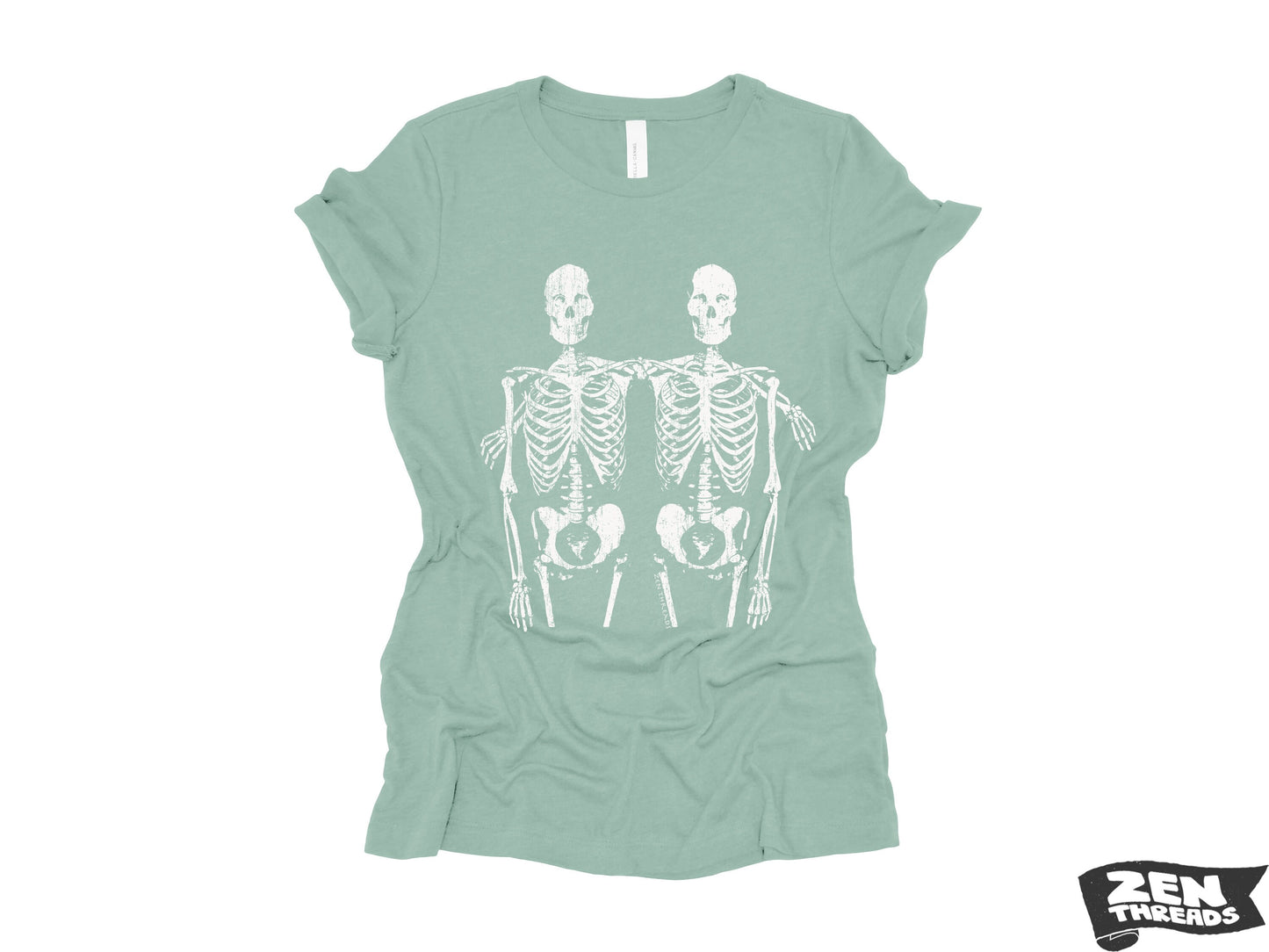 Womens Boyfriend Tee SKELETON Friends relaxed jersey T-shirt Zen Threads + Bella Canvas 6400 custom bones best friend gift halloween fall