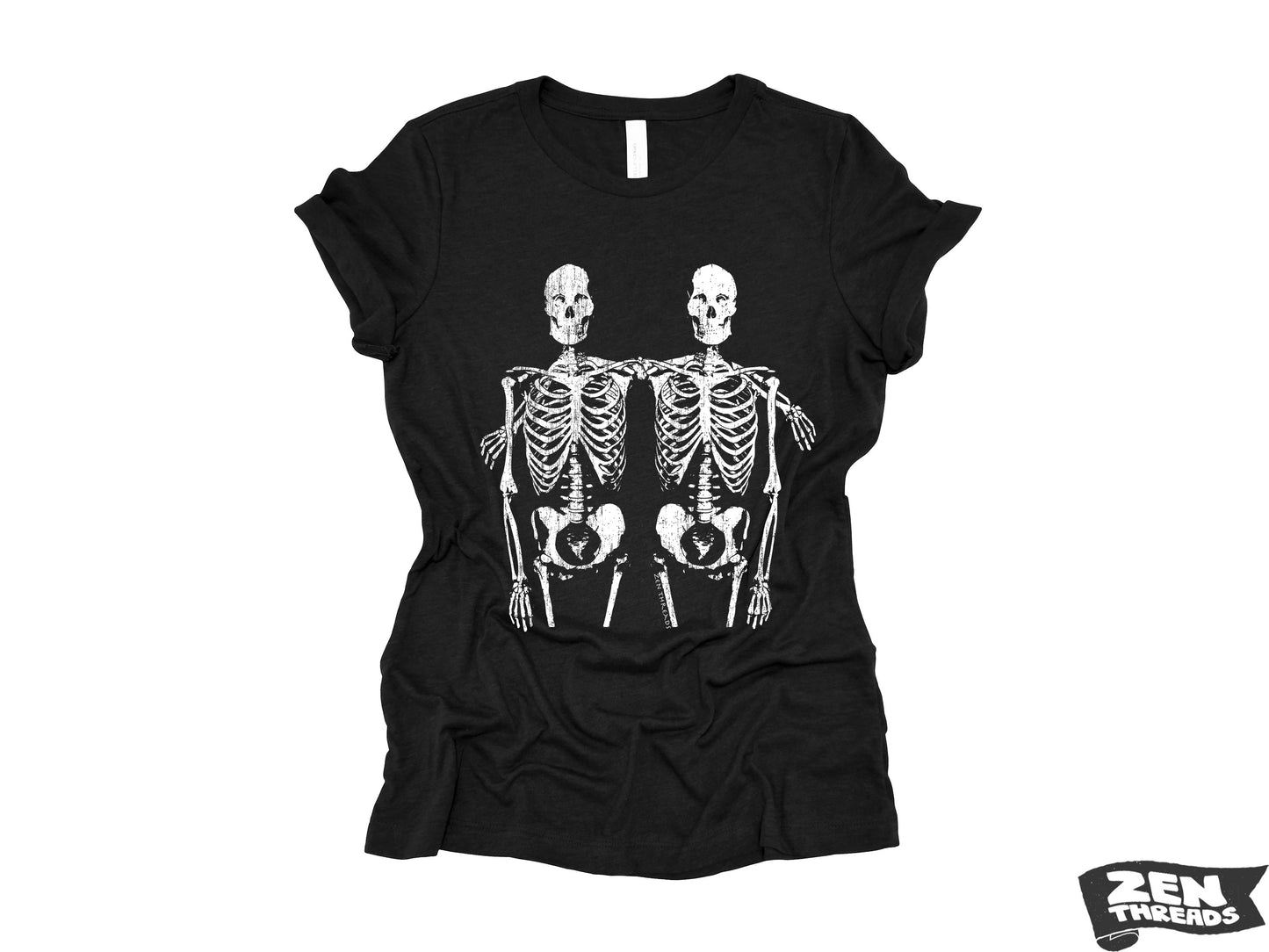 Womens Boyfriend Tee SKELETON Friends relaxed jersey T-shirt Zen Threads + Bella Canvas 6400 custom bones best friend gift halloween fall