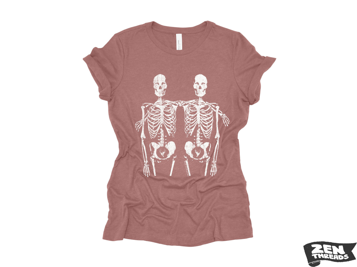 Womens Boyfriend Tee SKELETON Friends relaxed jersey T-shirt Zen Threads + Bella Canvas 6400 custom bones best friend gift halloween fall