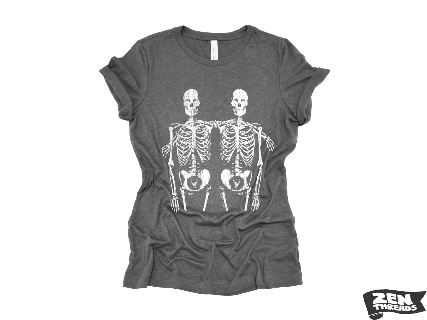 Womens Boyfriend Tee SKELETON Friends relaxed jersey T-shirt Zen Threads + Bella Canvas 6400 custom bones best friend gift halloween fall