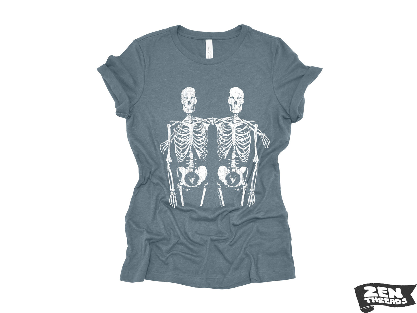 Womens Boyfriend Tee SKELETON Friends relaxed jersey T-shirt Zen Threads + Bella Canvas 6400 custom bones best friend gift halloween fall