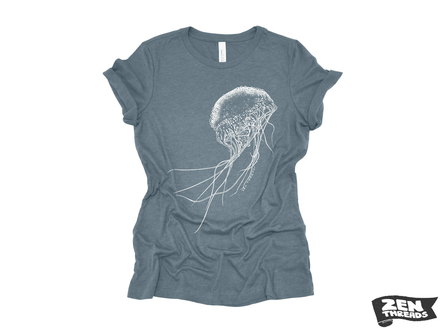 Womens JELLYFISH printed tee t-shirt (+ Colors Available) custom Bella Canvas relaxed fit ladies shirt squid ocean graphic jelly fish beach