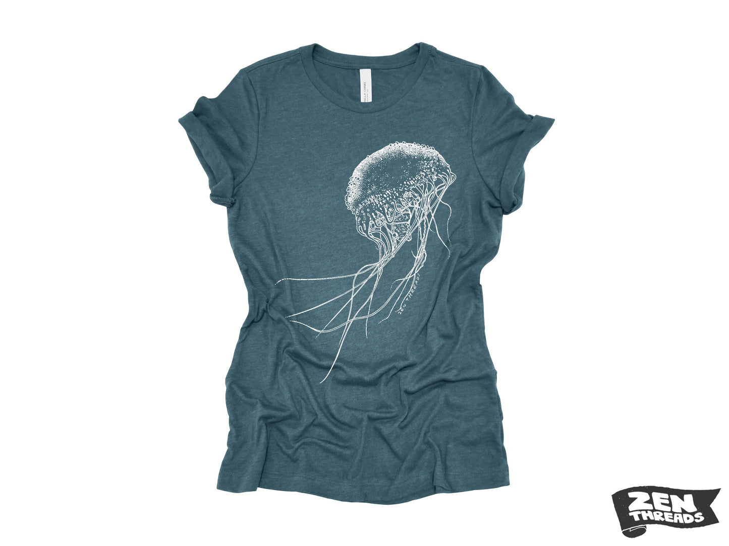 Womens JELLYFISH printed tee t-shirt (+ Colors Available) custom Bella Canvas relaxed fit ladies shirt squid ocean graphic jelly fish beach