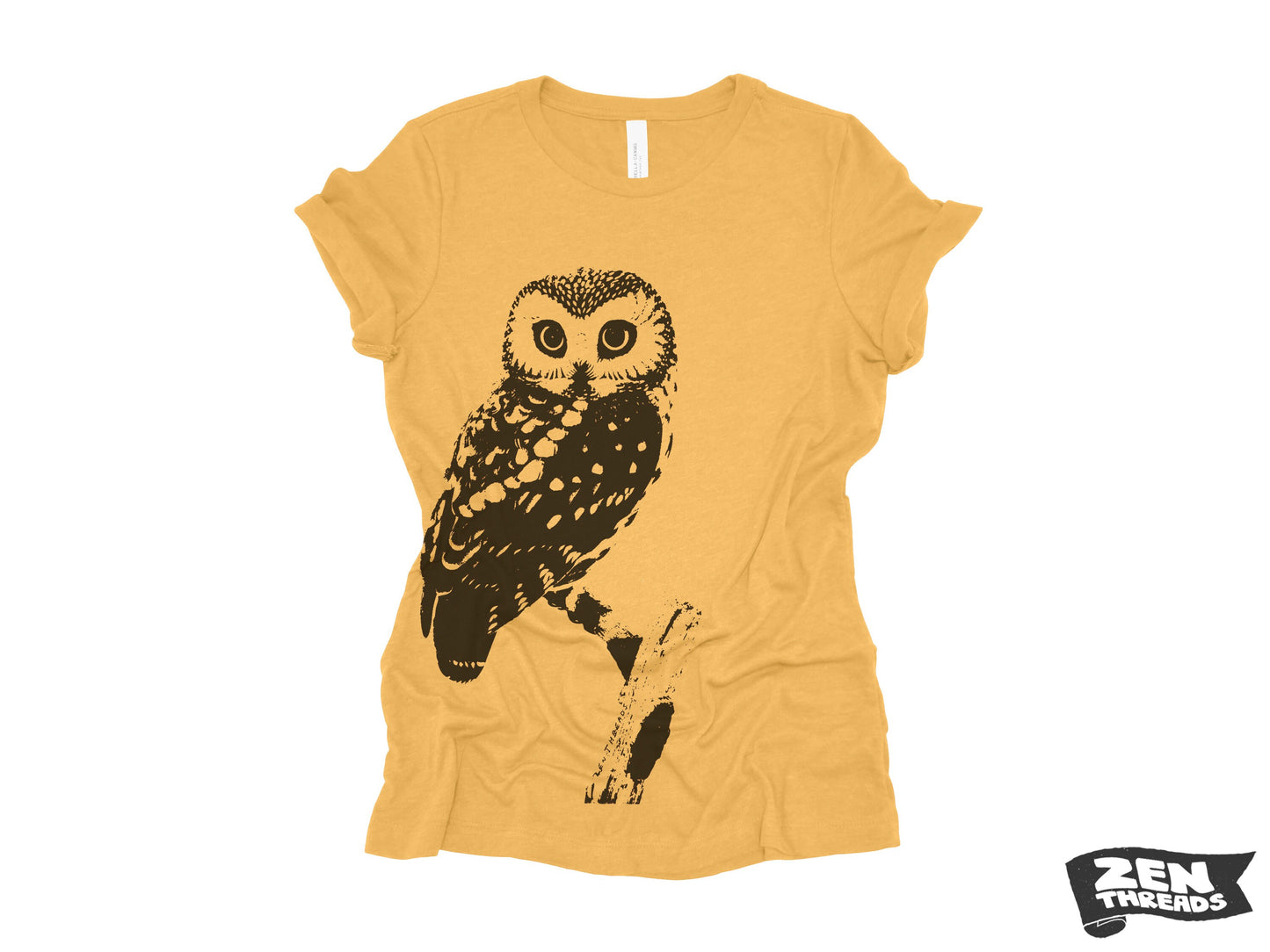Womens OWL vintage soft eco print relaxed fit ladies boyfriend T-Shirt (+ Colors) custom bird watching forest hiking camping nature animal