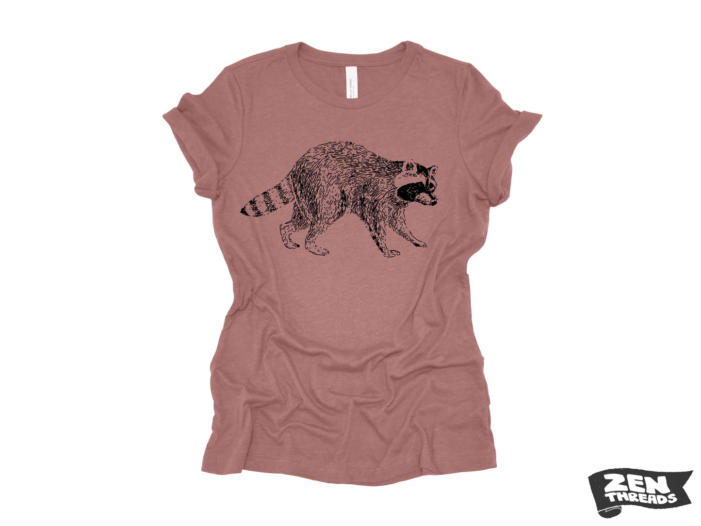 Womens RACCOON T-Shirt trash panda eco printed relaxed fit Bella Canvas 6400cvc crew shirt ladies fun animal + Colors custom boyfriend tee