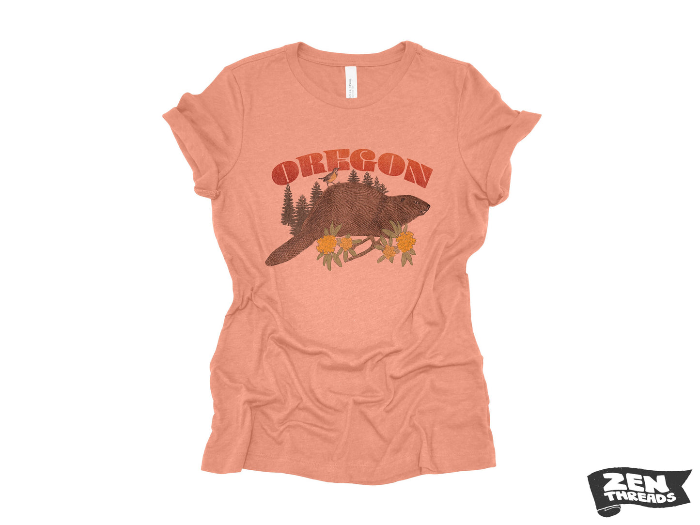 Womens OREGON state beaver Relaxed jersey T-Shirt eco printed (+ Colors) custom ladies ladies boyfriend tee vintage print Portland Bend OR