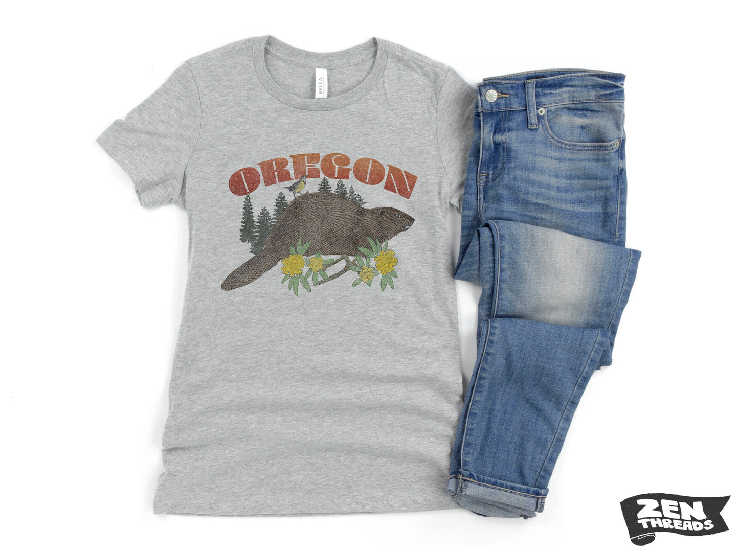 Womens OREGON state beaver Relaxed jersey T-Shirt eco printed (+ Colors) custom ladies ladies boyfriend tee vintage print Portland Bend OR