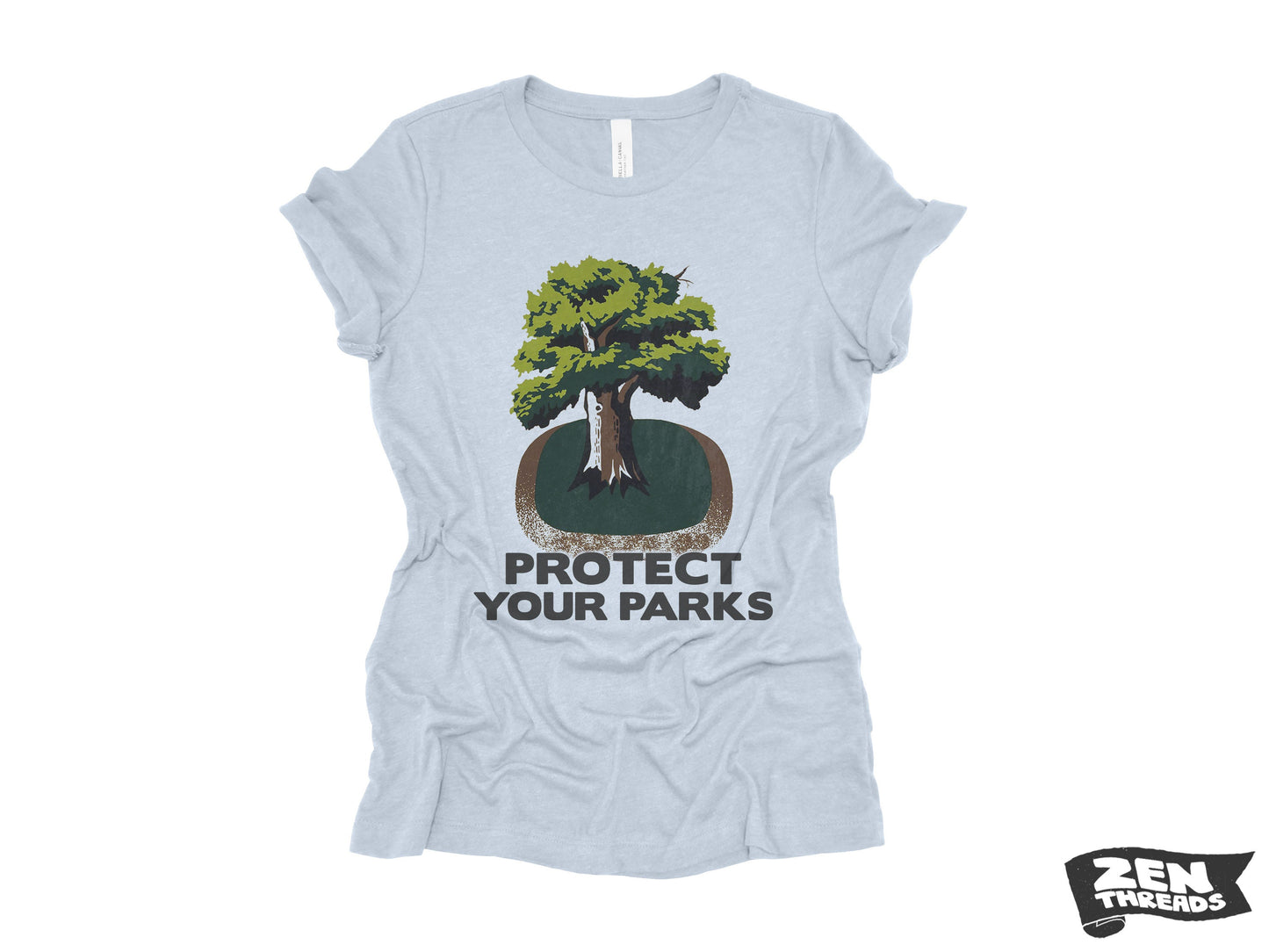 Womens Boyfriend Tee PROTECT YOUR PARKS relaxed jersey national park T-shirt Zen Threads + Bella Canvas 6400 custom