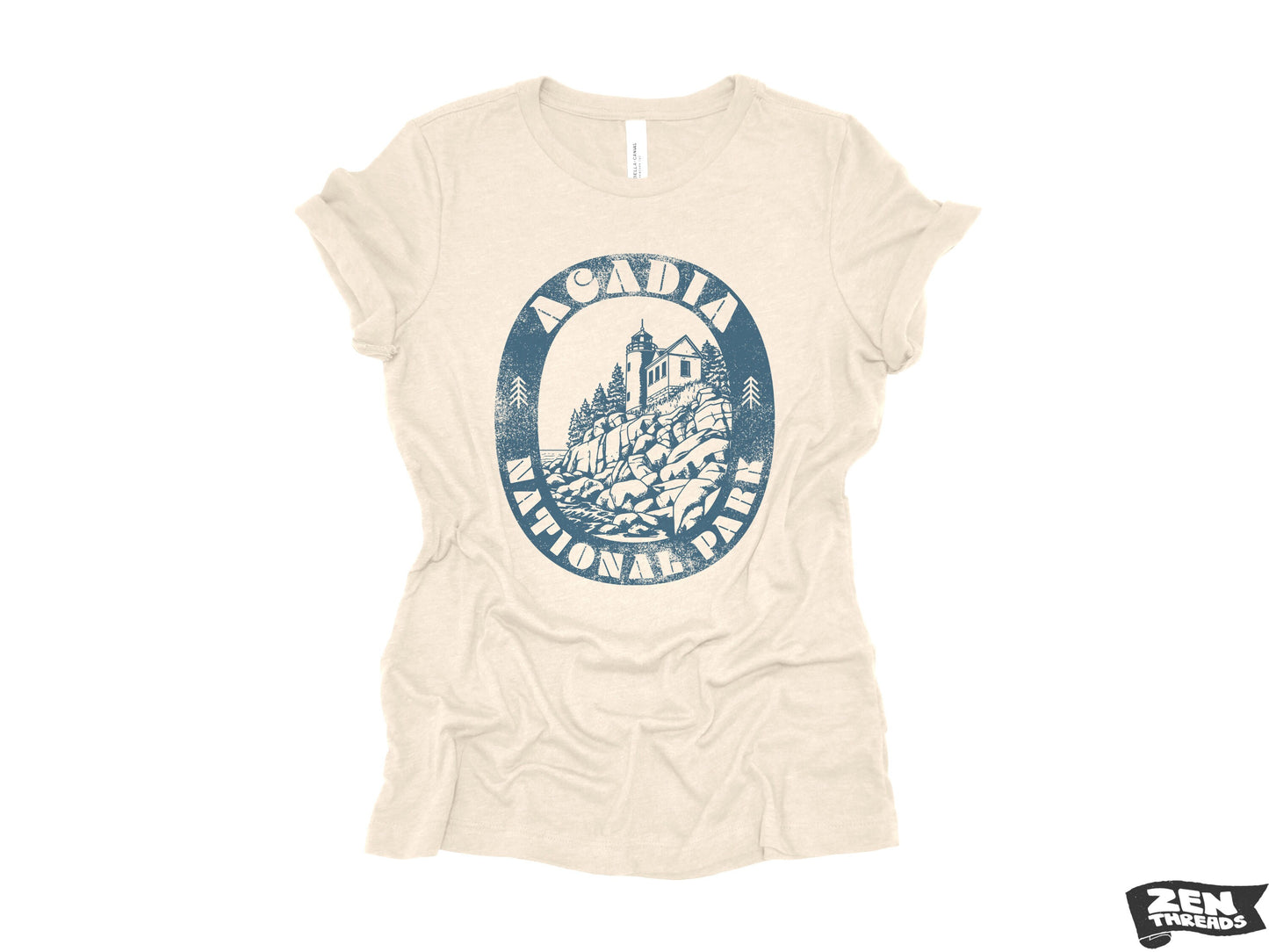 ACADIA Womens Boyfriend Tee National Park relaxed T-shirt Zen Threads Bella Canvas Maine New England hiking camping nature mountains gift