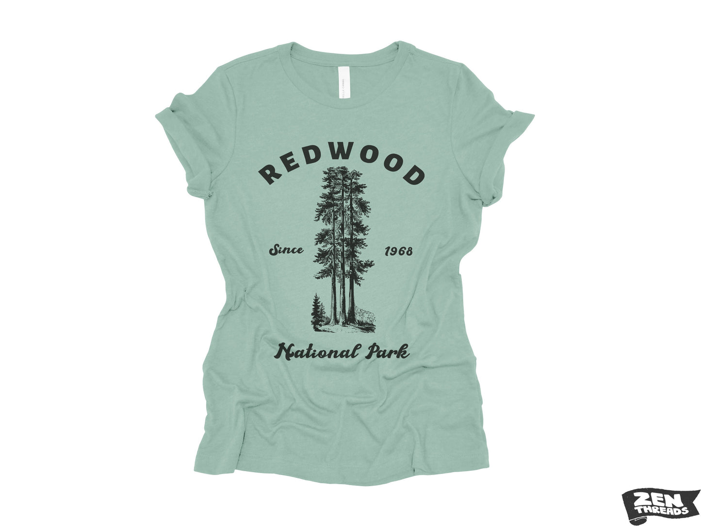 REDWOOD Womens Boyfriend Tee National Park relaxed T-shirt Zen Threads Bella Canvas California Humbolt hiking camping nature mountains gift