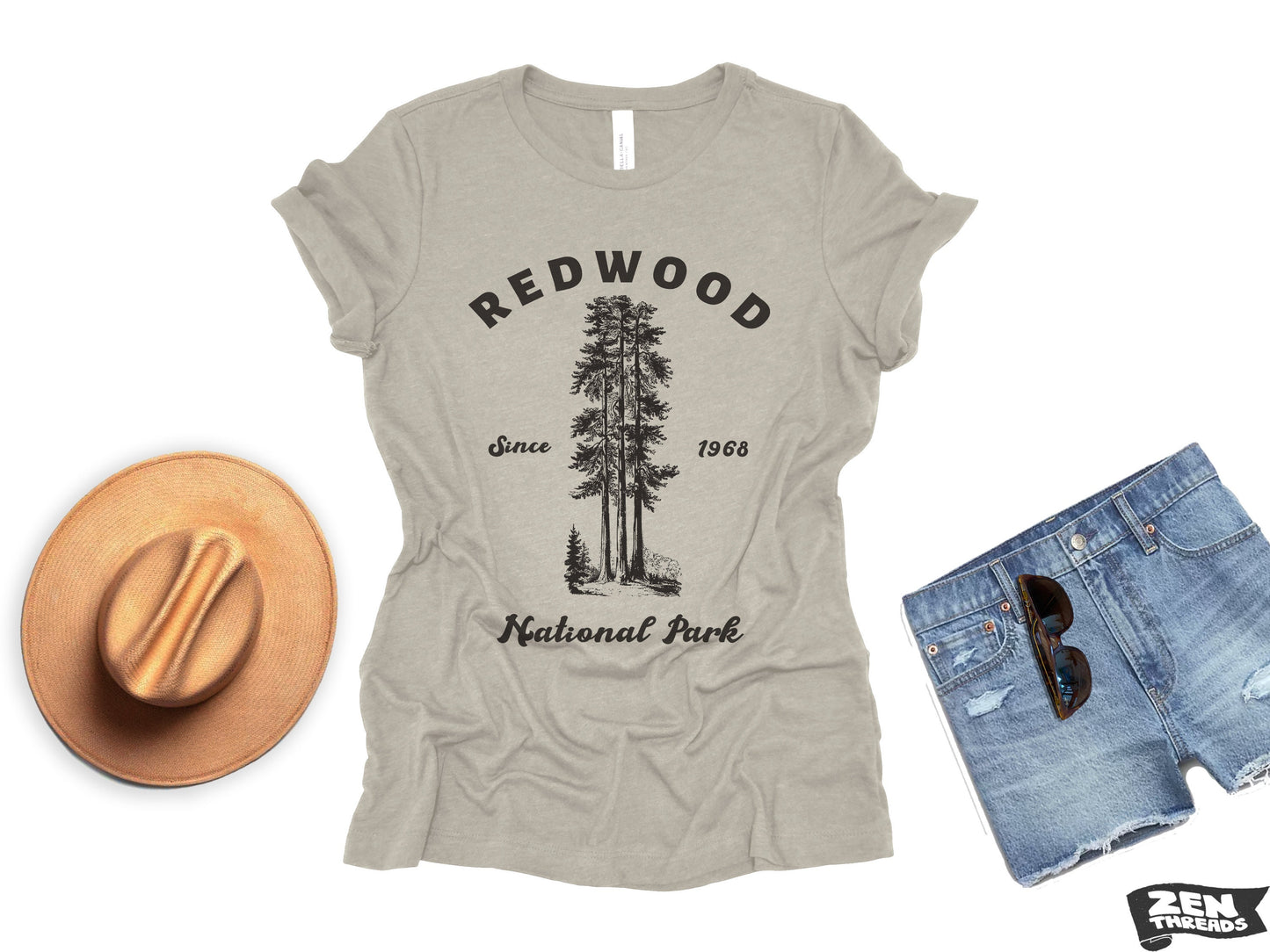REDWOOD Womens Boyfriend Tee National Park relaxed T-shirt Zen Threads Bella Canvas California Humbolt hiking camping nature mountains gift