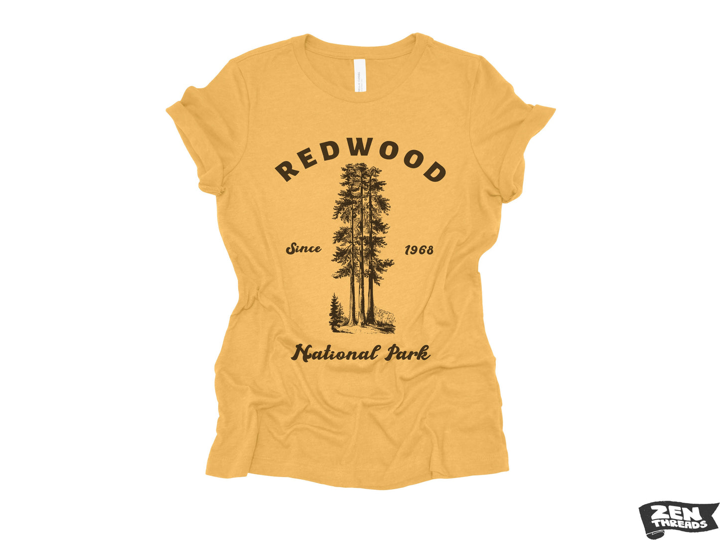 REDWOOD Womens Boyfriend Tee National Park relaxed T-shirt Zen Threads Bella Canvas California Humbolt hiking camping nature mountains gift