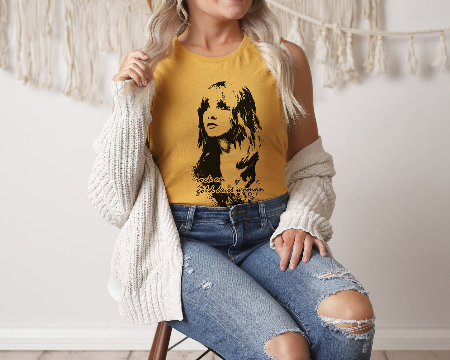 Gold Dust Woman Festival Muscle Tank workout fitness tee Bella Canvas Next Level tshirt stevie nicks fleetwood mac music gypsy music concert