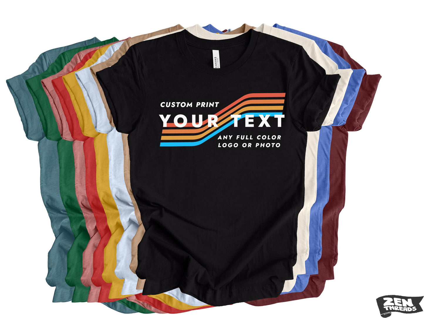 CUSTOM PRINT Any Art Design Logo Full Color unisex mens women's t-shirt color eco tee personalized my photo team business mascot tee party