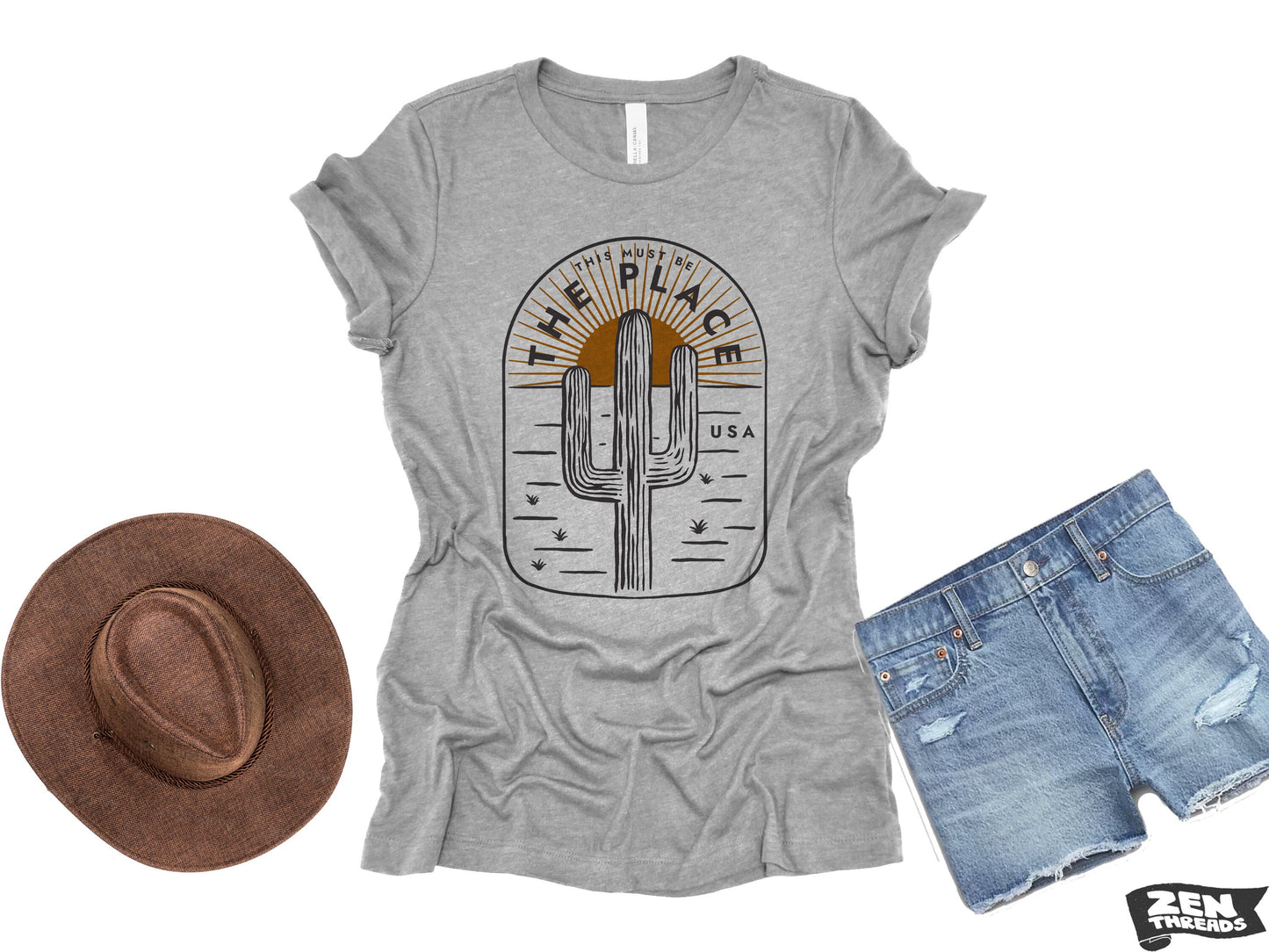 This Must Be The Place Womens Boyfriend Tee National Park relaxed T-shirt Zen Threads Bella Canvas Texas desert hiking camping nature gift