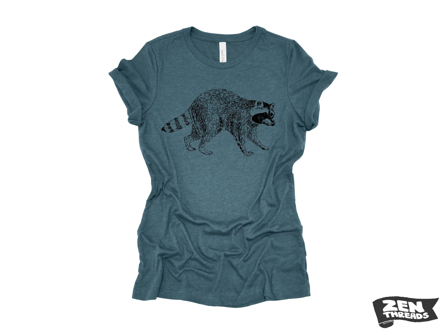 Womens RACCOON T-Shirt trash panda eco printed relaxed fit Bella Canvas 6400cvc crew shirt ladies fun animal + Colors custom boyfriend tee