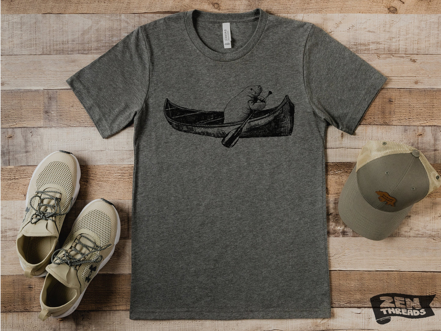MANATEE in a Canoe Unisex T-Shirt Bella Canvas mens women's paddling kayak boating Florida sea cow marine life tee custom color printed
