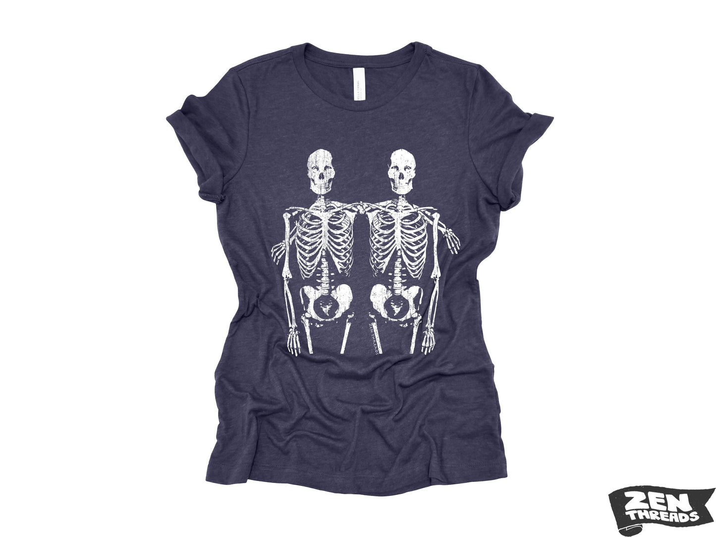 Womens Boyfriend Tee SKELETON Friends relaxed jersey T-shirt Zen Threads + Bella Canvas 6400 custom bones best friend gift halloween fall