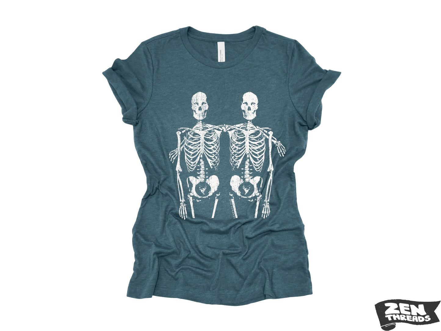 Womens Boyfriend Tee SKELETON Friends relaxed jersey T-shirt Zen Threads + Bella Canvas 6400 custom bones best friend gift halloween fall