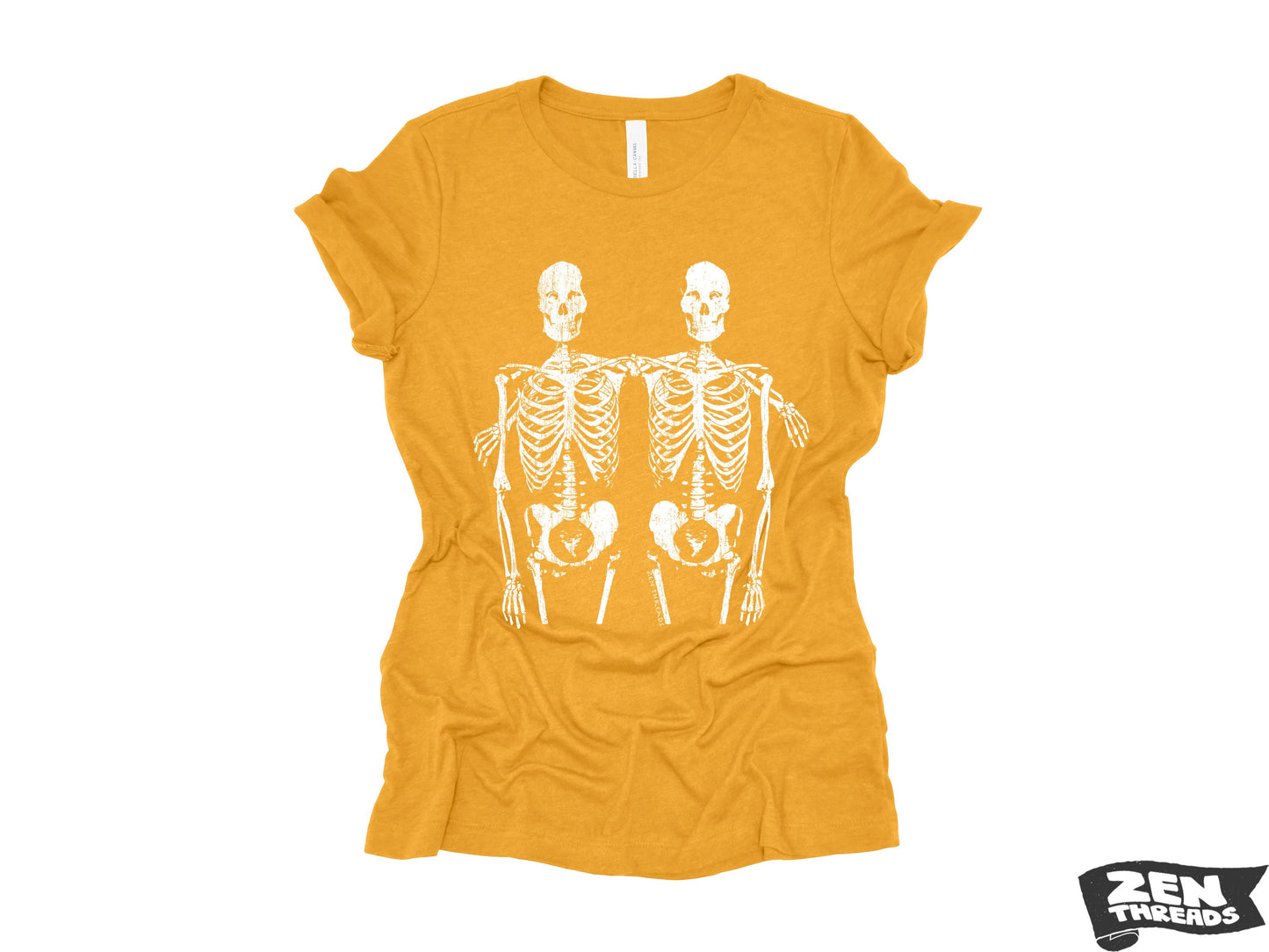 Womens Boyfriend Tee SKELETON Friends relaxed jersey T-shirt Zen Threads + Bella Canvas 6400 custom bones best friend gift halloween fall