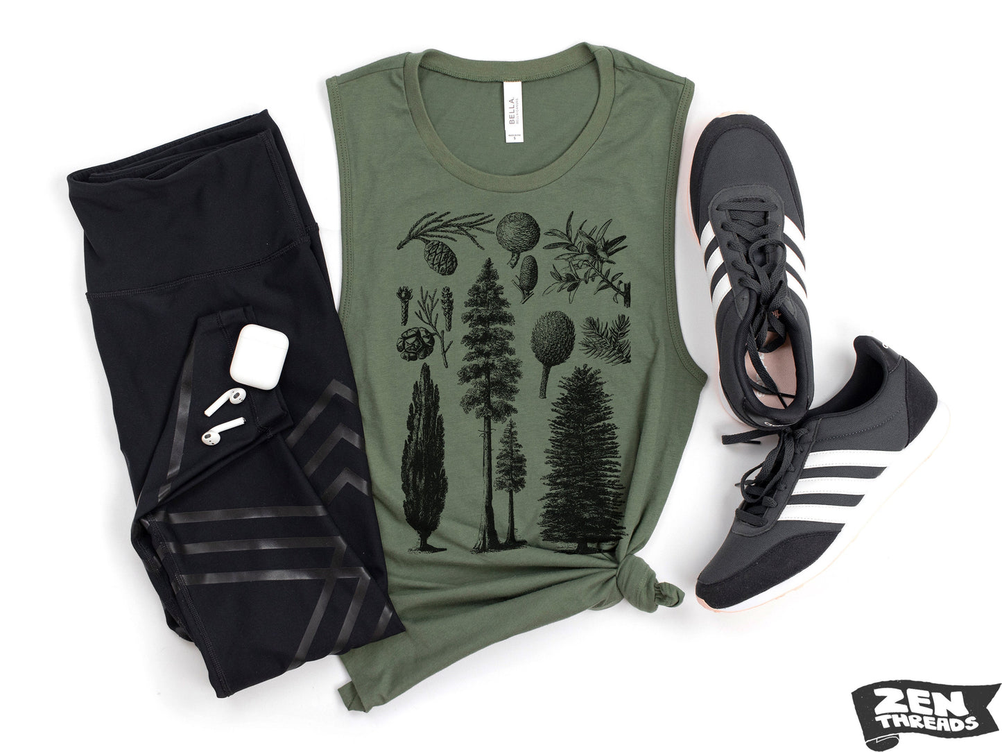 Womens PINES Muscle Tank workout fitness tee Pine Trees Nature Lover Hiking t-shirt redwoods forest camping outdoors yoga gym sleeveless top