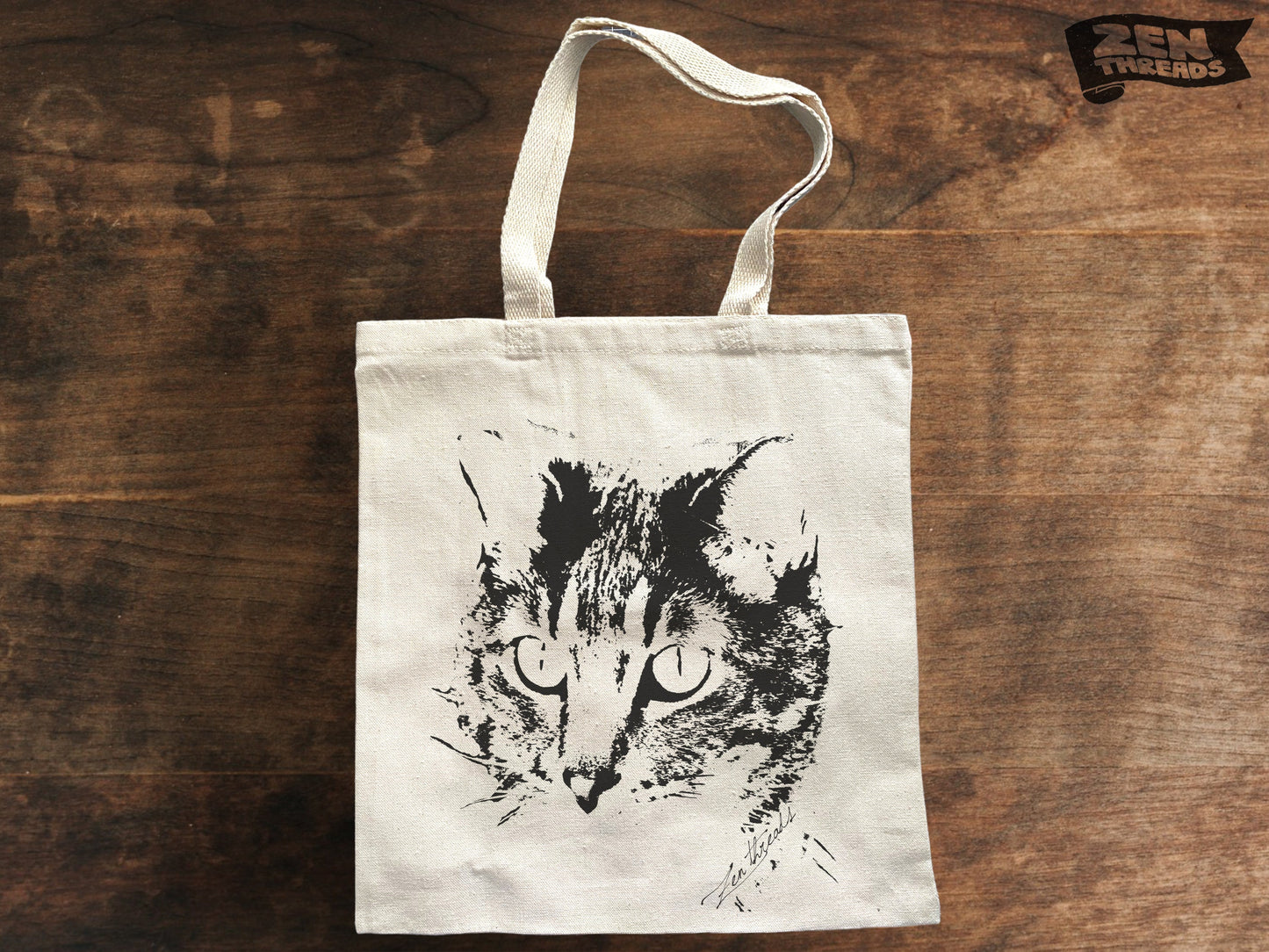 CAT Face Eco Friendly Market Tote Bag printed feline kitten meow handle canvas heavy weight (Ships FREE!)