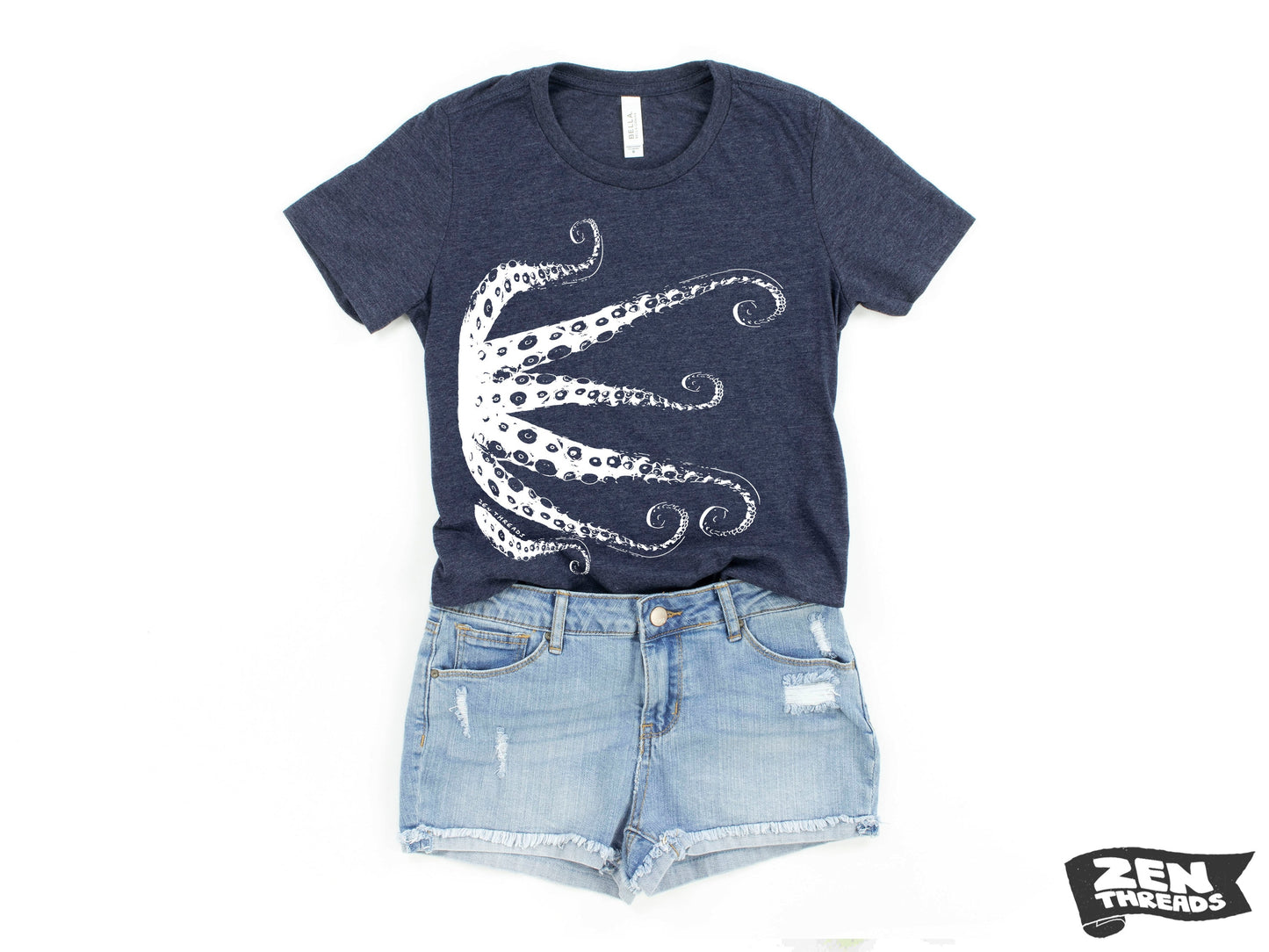 Womens OCTOPUS Tentacles squid eco printed tee t-shirt (+ Colors Available) custom ladies relaxed crew neck shirt ocean lover graphic