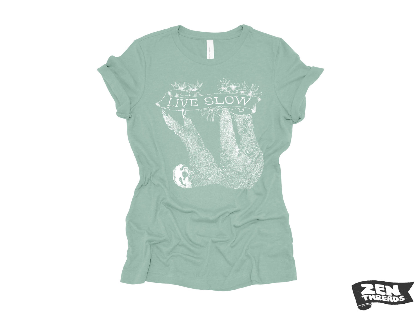 Womens SLOTH 2 (Live Slow) t-shirt ladies tee funny animal shirt printed (+ Colors Available) Costa Rica relaxed fit ladies boyfriend tee