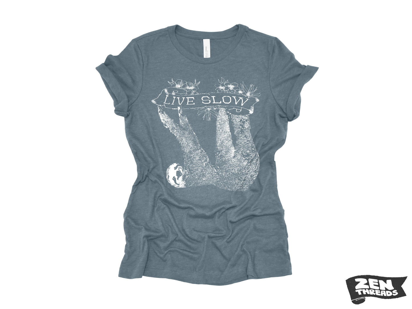 Womens SLOTH 2 (Live Slow) t-shirt ladies tee funny animal shirt printed (+ Colors Available) Costa Rica relaxed fit ladies boyfriend tee