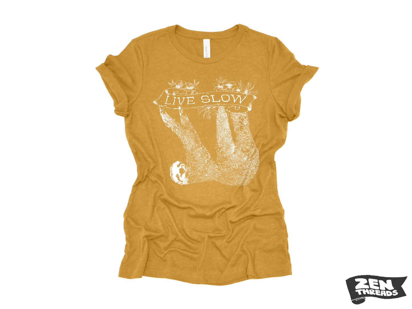 Womens SLOTH 2 (Live Slow) t-shirt ladies tee funny animal shirt printed (+ Colors Available) Costa Rica relaxed fit ladies boyfriend tee