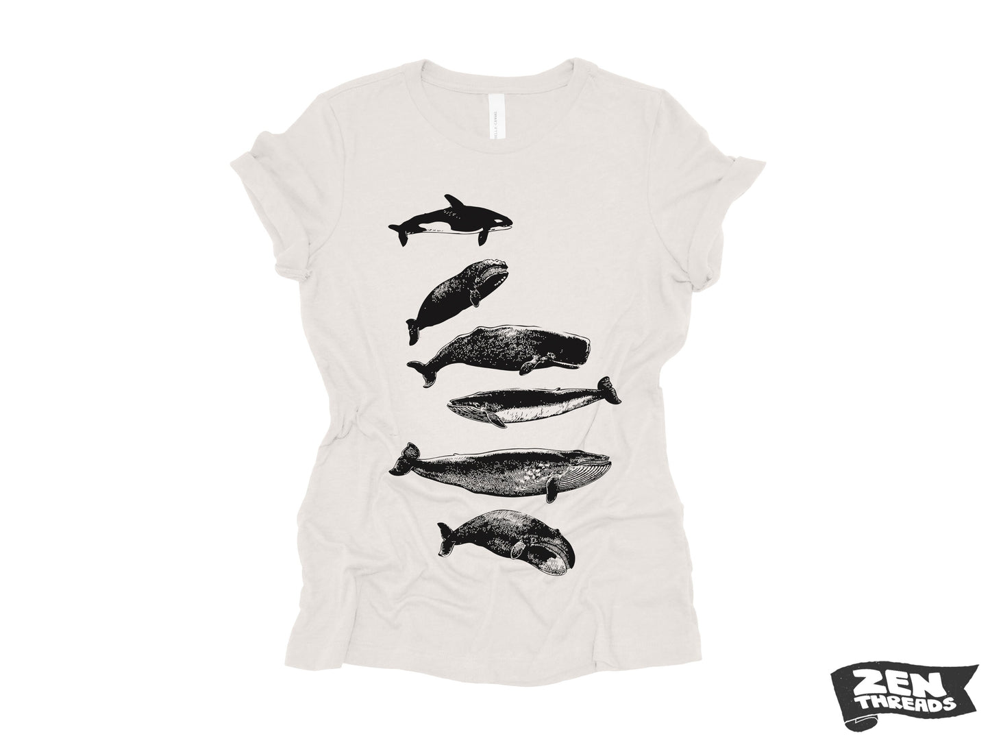 Womens WHALES t shirt Custom Printed eco soft printed ladies relaxed crew neck tee orca beach whale watching ocean print boyfriend ladies