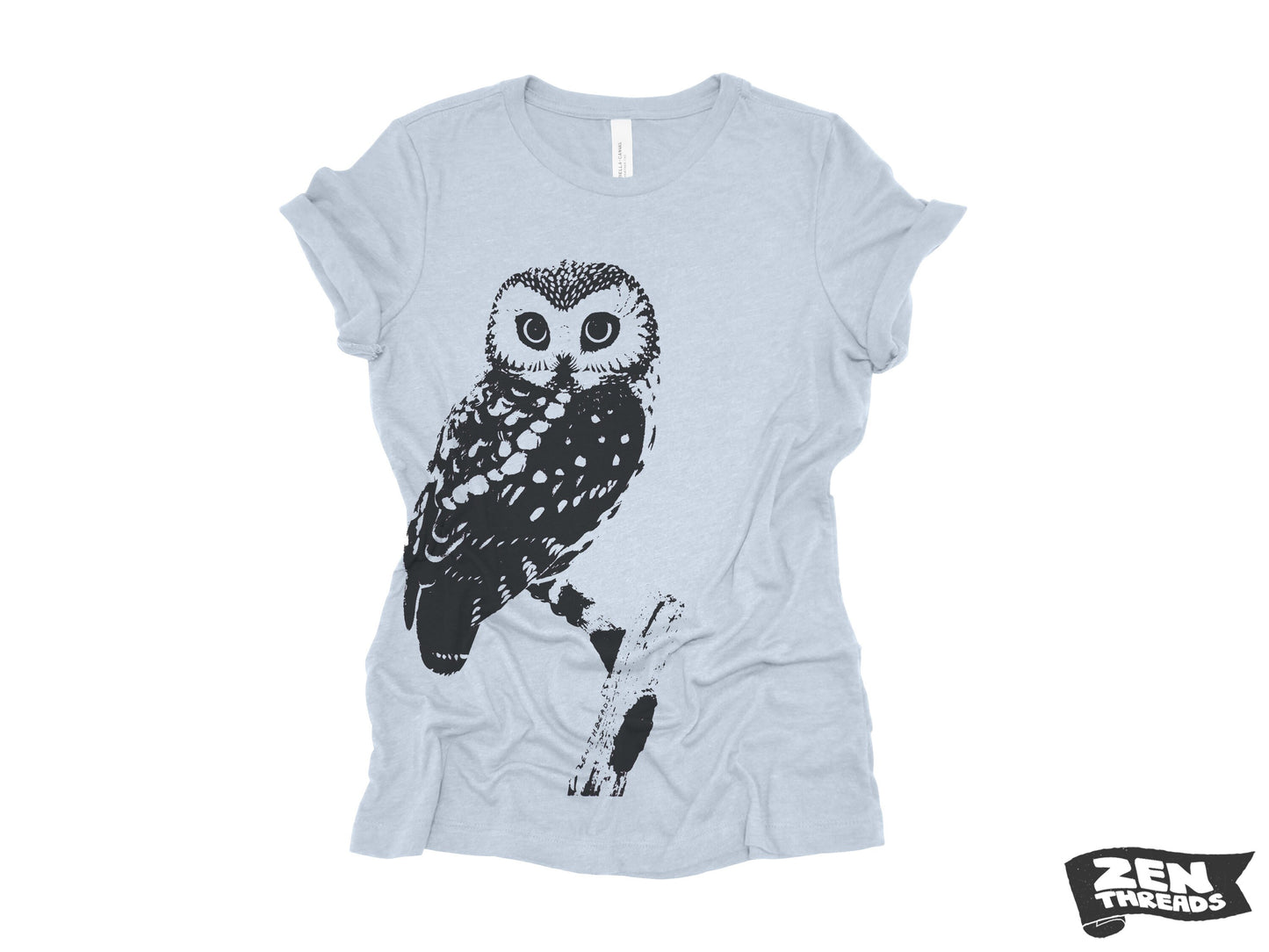 Womens OWL vintage soft eco print relaxed fit ladies boyfriend T-Shirt (+ Colors) custom bird watching forest hiking camping nature animal