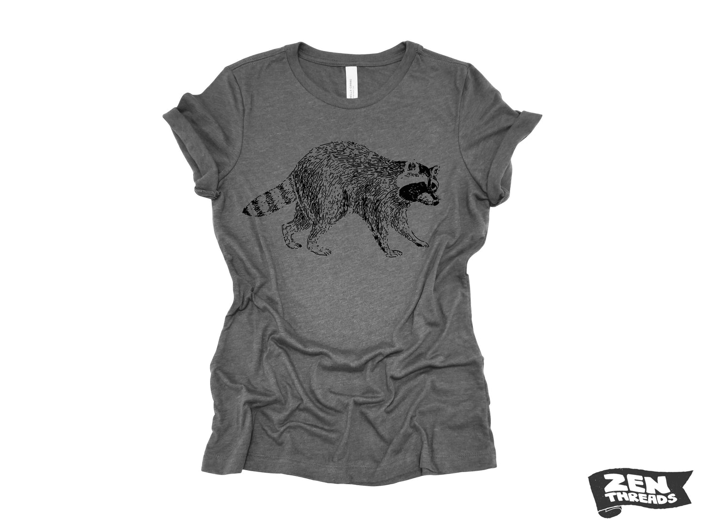 Womens RACCOON T-Shirt trash panda eco printed relaxed fit Bella Canvas 6400cvc crew shirt ladies fun animal + Colors custom boyfriend tee