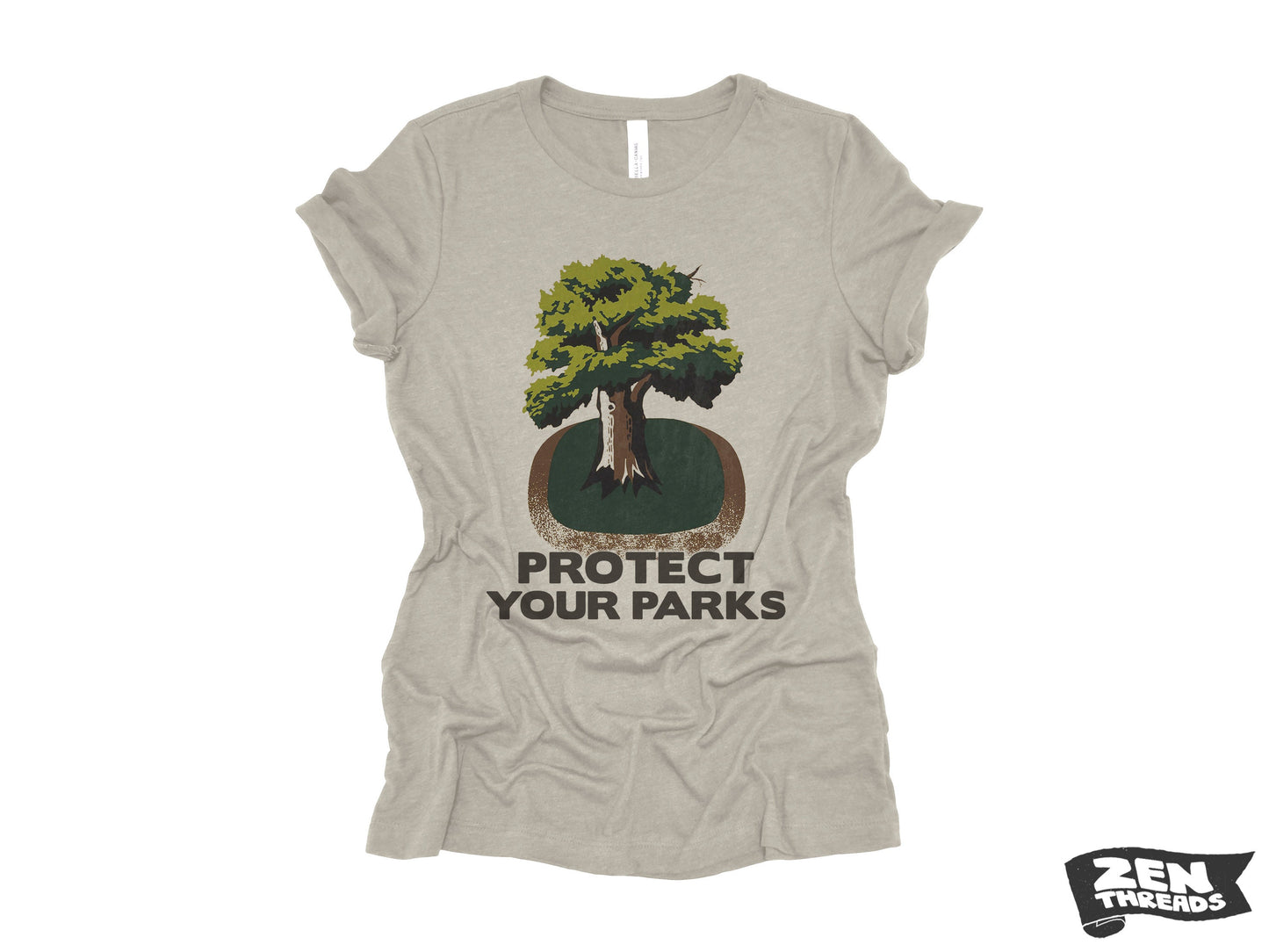 Womens Boyfriend Tee PROTECT YOUR PARKS relaxed jersey national park T-shirt Zen Threads + Bella Canvas 6400 custom