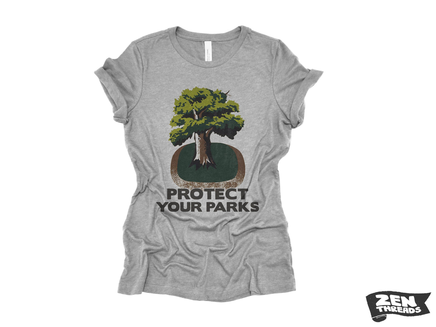 Womens Boyfriend Tee PROTECT YOUR PARKS relaxed jersey national park T-shirt Zen Threads + Bella Canvas 6400 custom