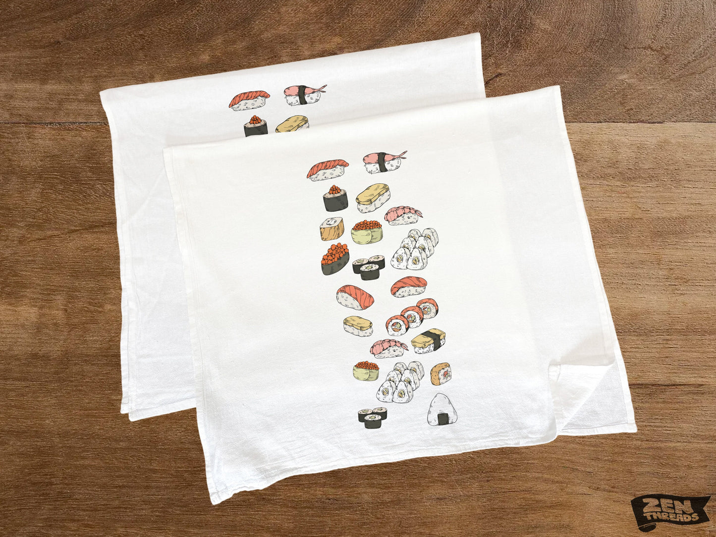 Sushi Bar Large 22x36" Flour Sack Towel Kitchen Gift Organic Natural Cotton tea towel gift idea housewarming party hostess unagi roll