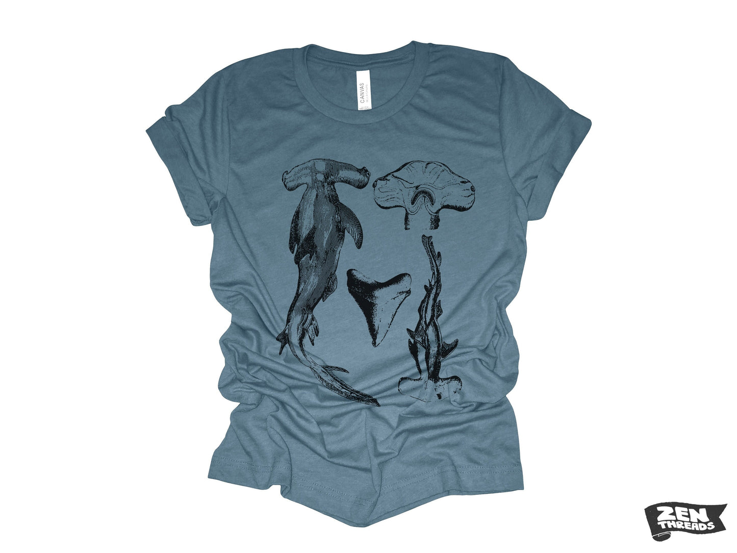 Hammerhead Sharks unisex mens women's Bella canvas T Shirt custom printed tee tooth ocean wear beach apparel coastal them California Hawaii