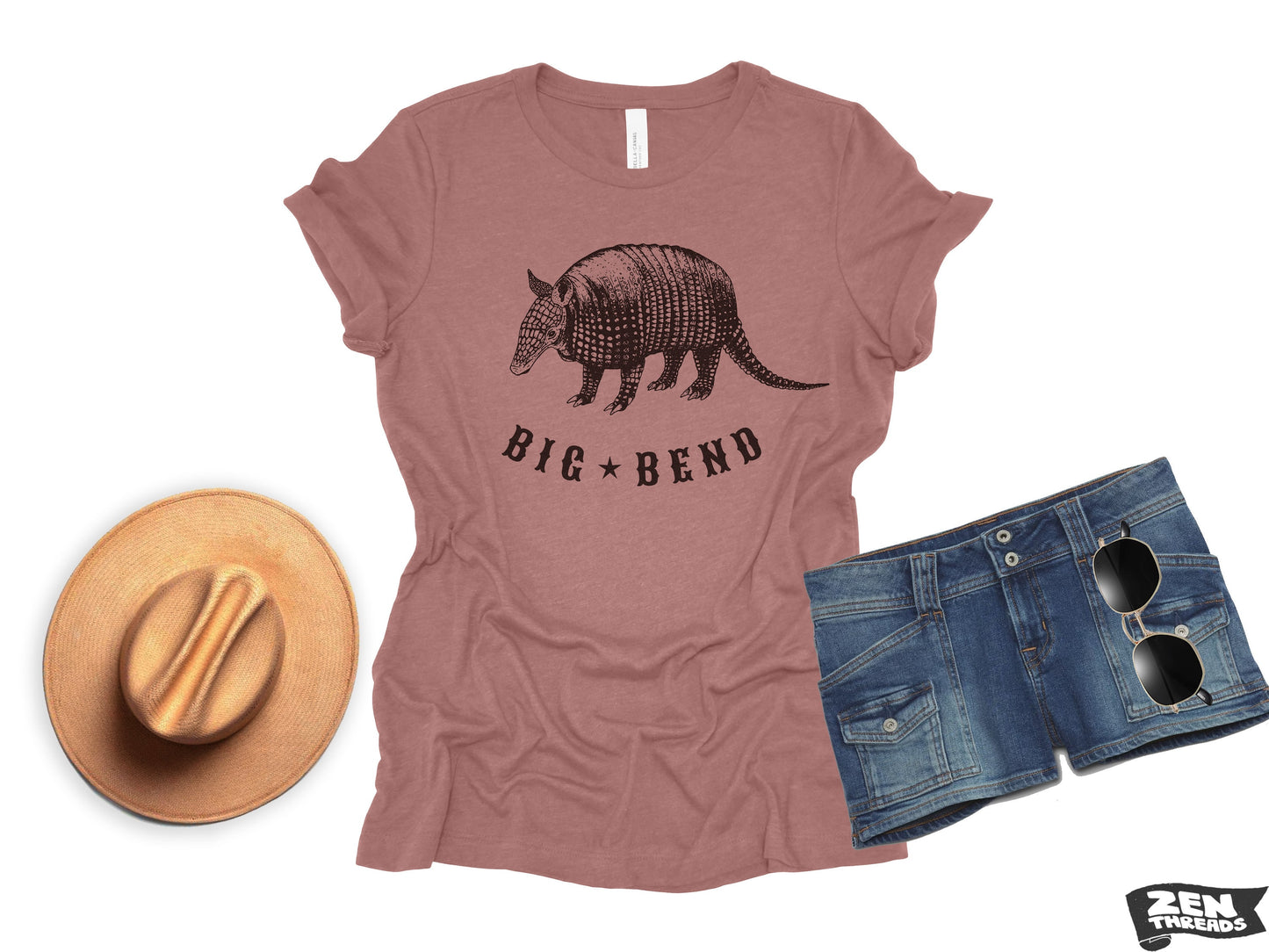 BIG BEND Womens Boyfriend Tee National Park relaxed T-shirt Zen Threads Bella Canvas Texas desert hiking camping nature armadillo dillo gift