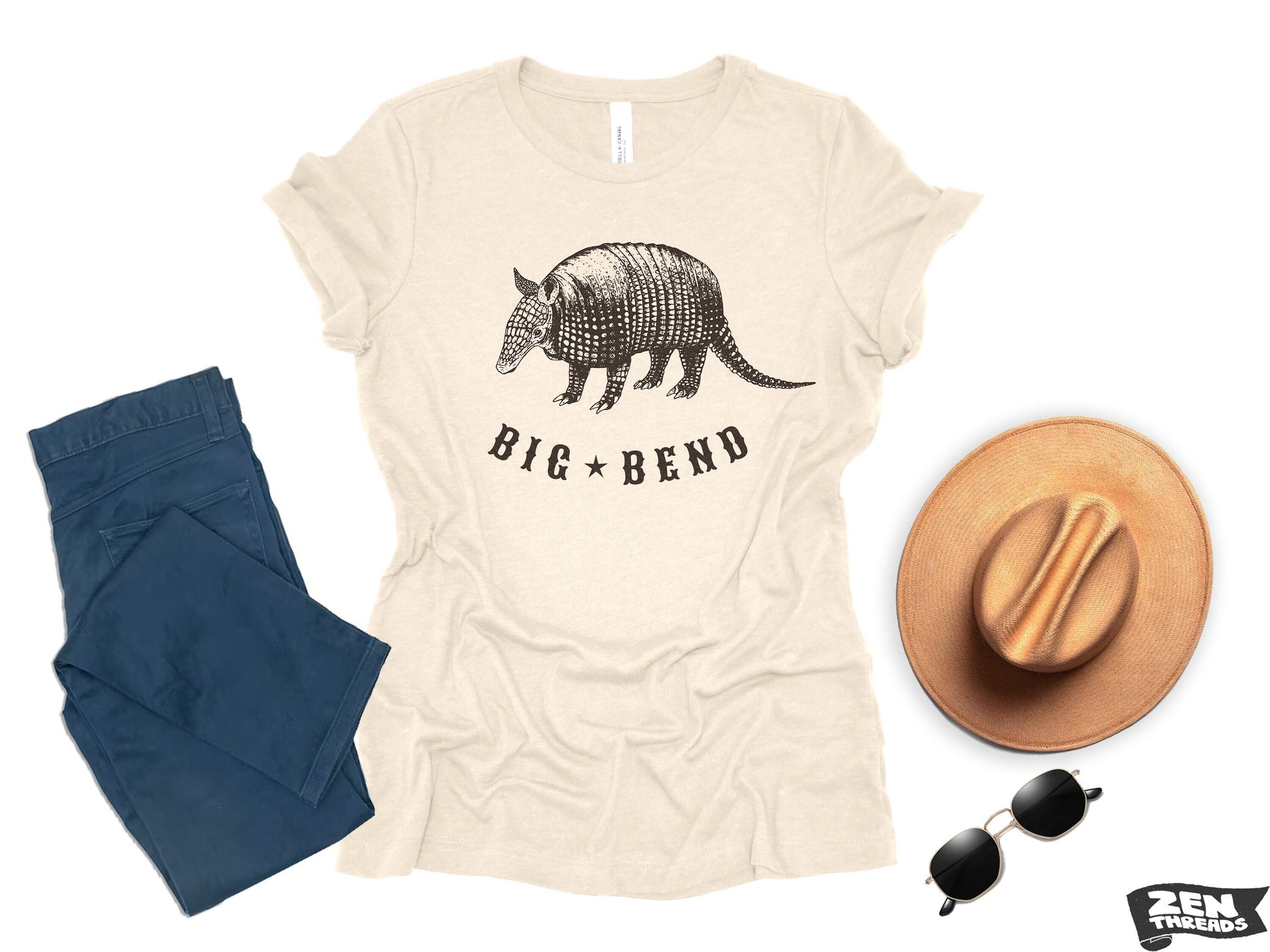 BIG BEND Womens Boyfriend Tee National Park relaxed T-shirt Zen Threads Bella Canvas Texas desert hiking camping nature armadillo dillo gift