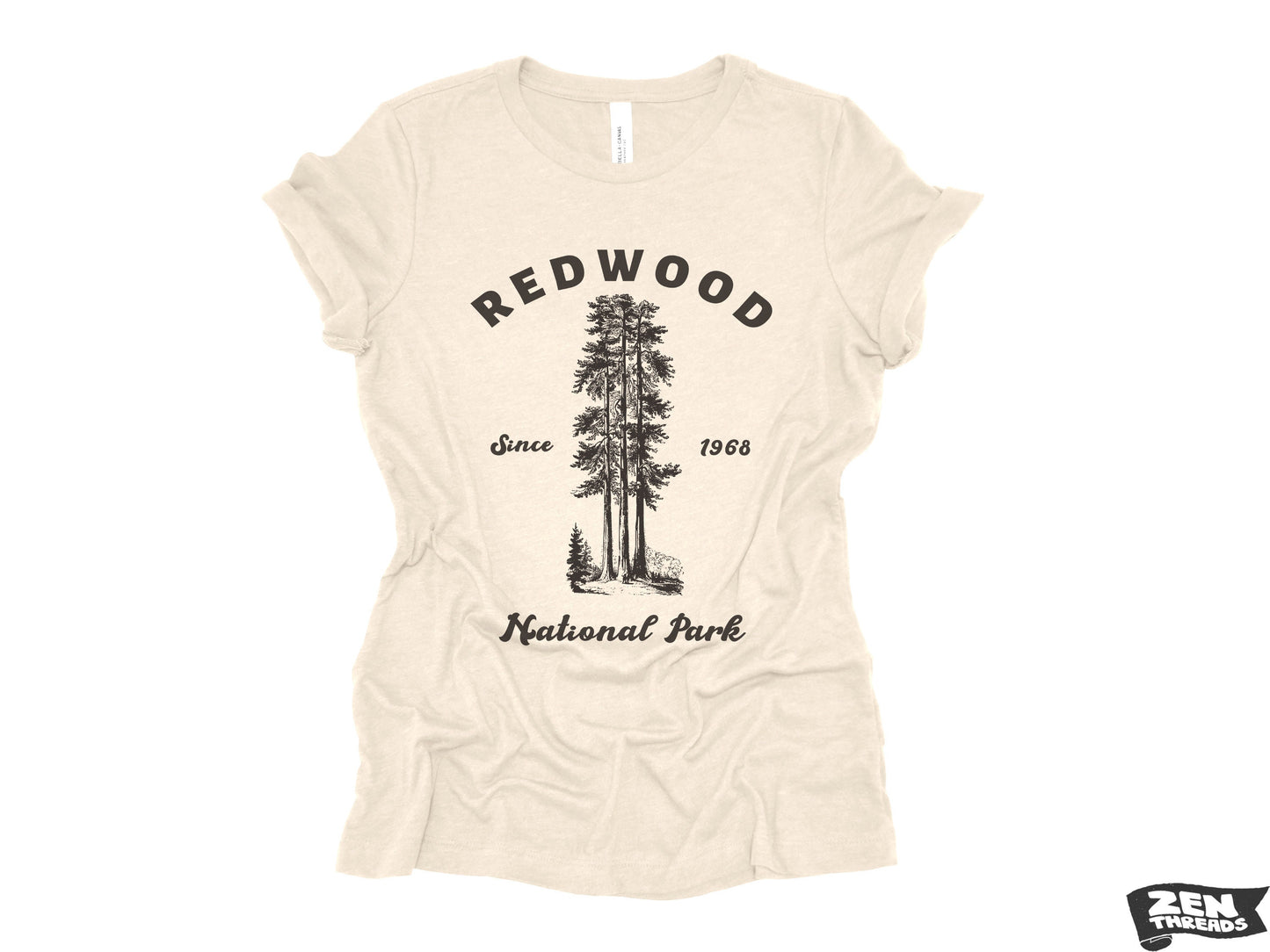 REDWOOD Womens Boyfriend Tee National Park relaxed T-shirt Zen Threads Bella Canvas California Humbolt hiking camping nature mountains gift