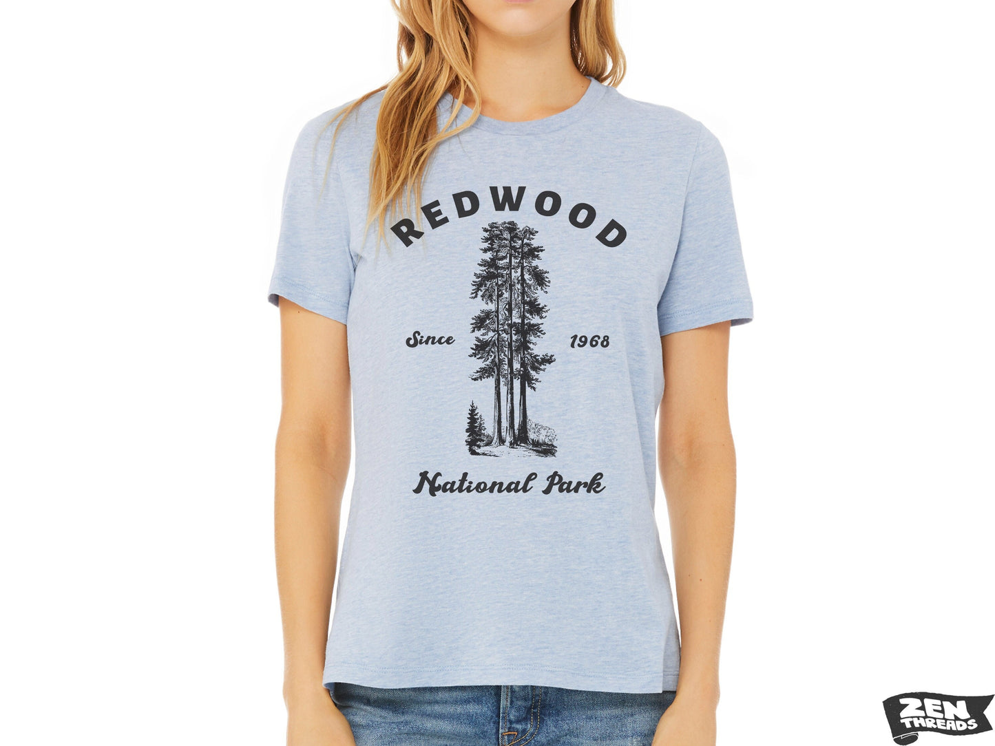 REDWOOD Womens Boyfriend Tee National Park relaxed T-shirt Zen Threads Bella Canvas California Humbolt hiking camping nature mountains gift