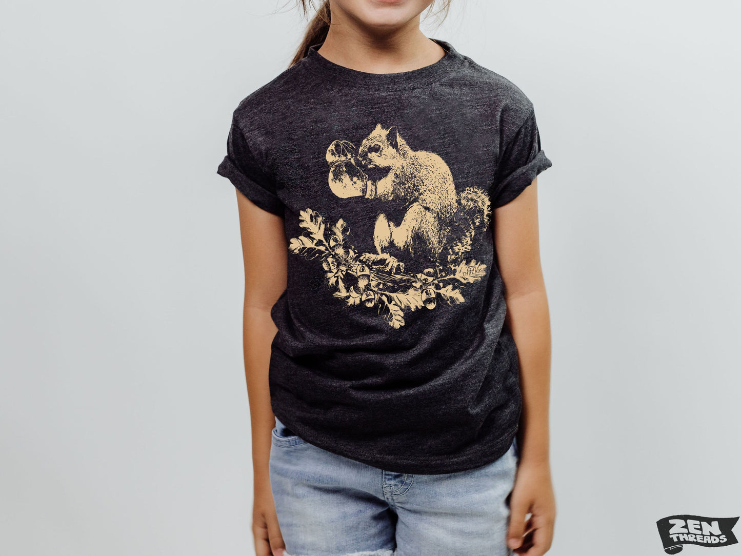 Youth BOXING SQUIRREL Bella Canvas Premium vintage soft Tee T-Shirt Fine Jersey T-Shirt (+Colors) Zen Threads kids boxer nature lover art