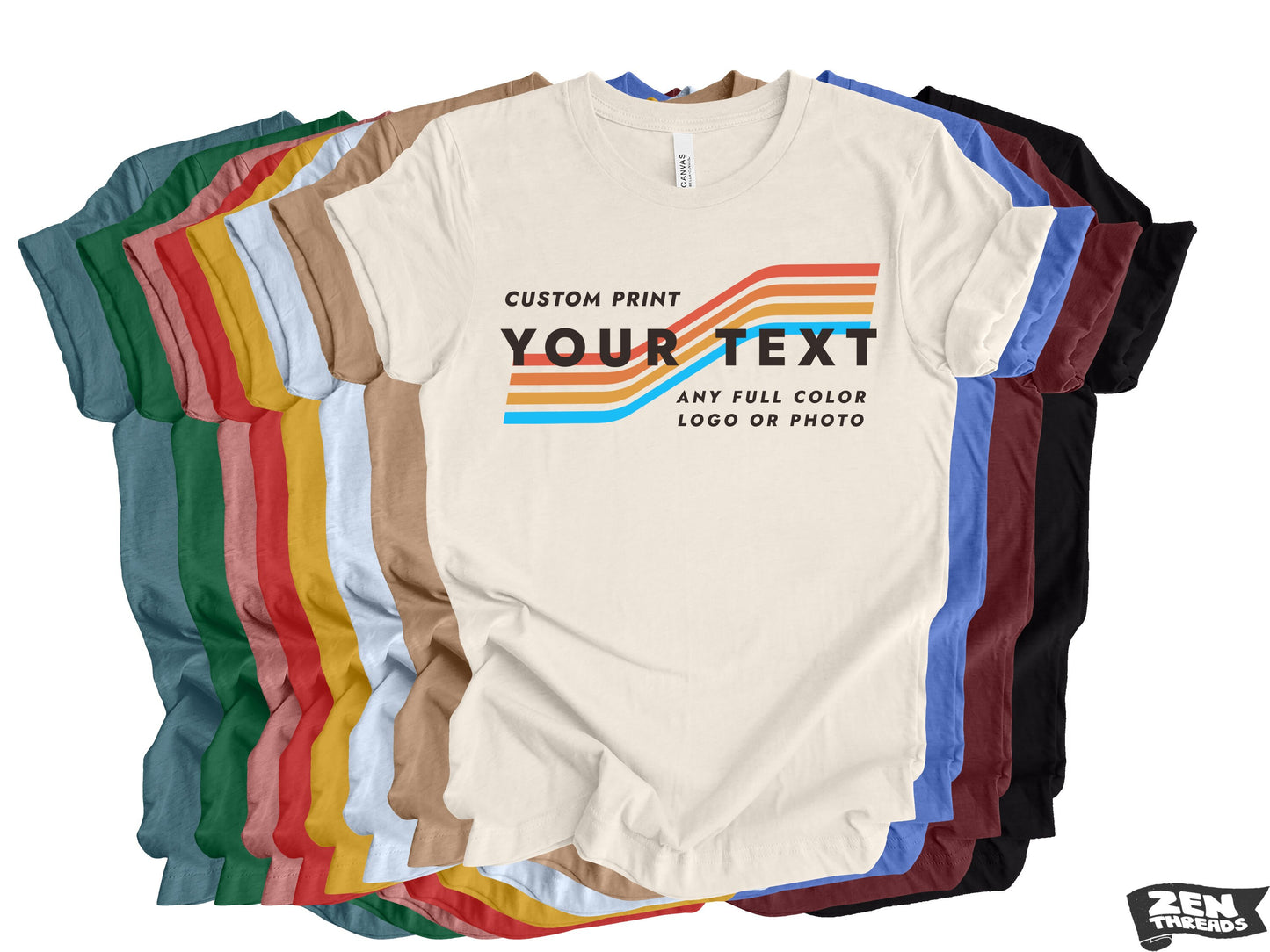 CUSTOM PRINT Any Art Design Logo Full Color unisex mens women's t-shirt color eco tee personalized my photo team business mascot tee party