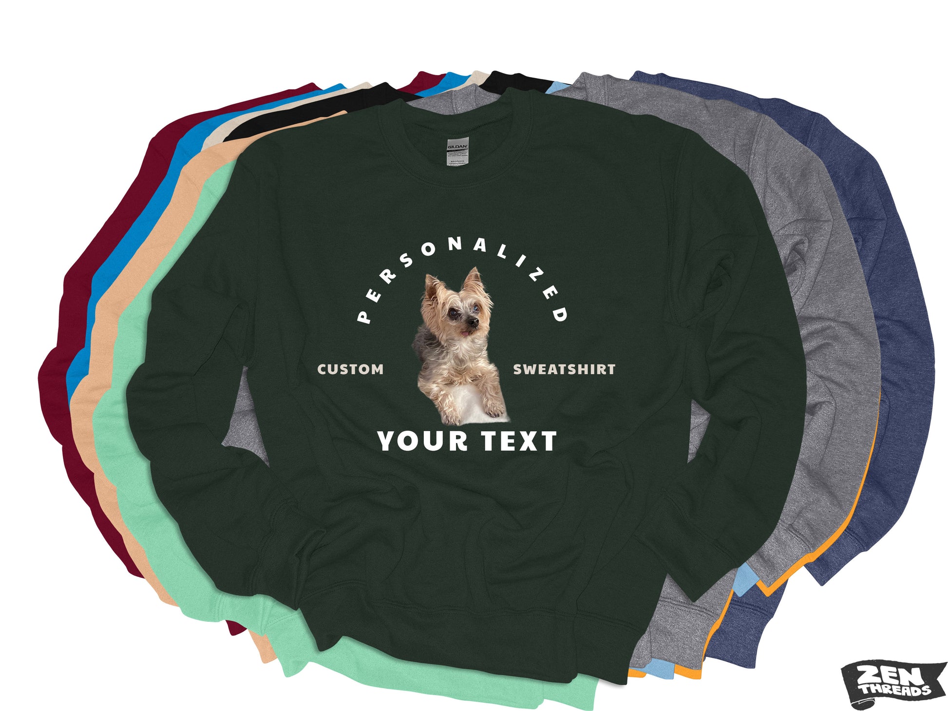 CUSTOM PRINT Your logo or Art -Unisex Sweatshirt fleece crew neck sweater classic mens women's personalized customized mascot photo design