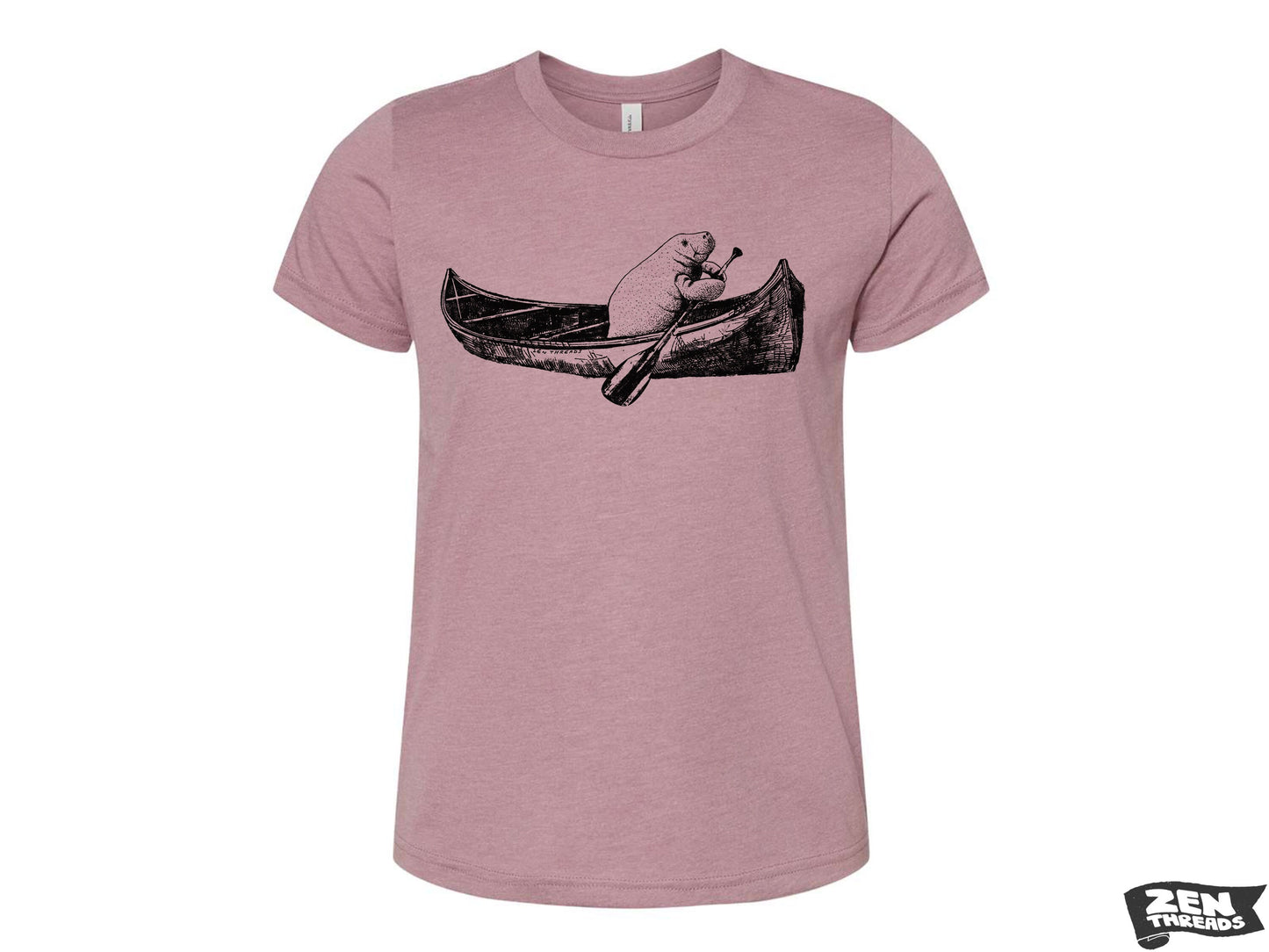 Youth MANATEE CANOE Bella Canvas Premium vintage soft Tee T-Shirt Fine Jersey T-Shirt (+Colors) Zen Threads kids sea life nature Florida art