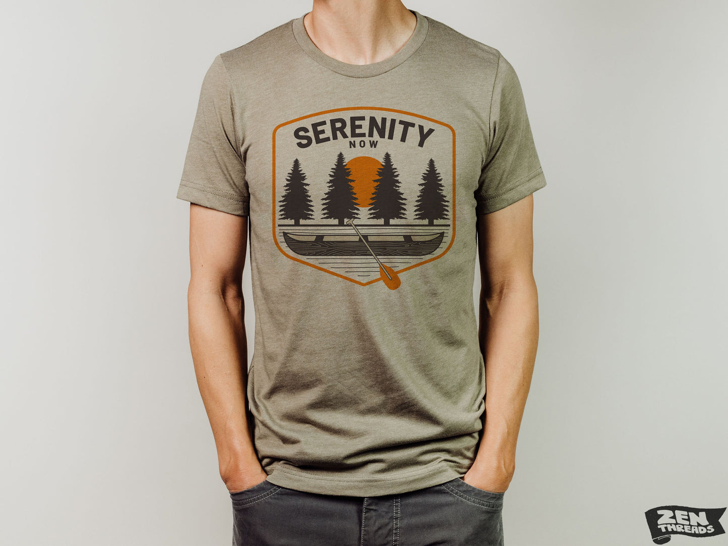 SERENITY NOW Unisex Bella Canvas mens women's t shirt printed custom tee Zen Threads inspiration new mom dad shirt funny quote nature lover
