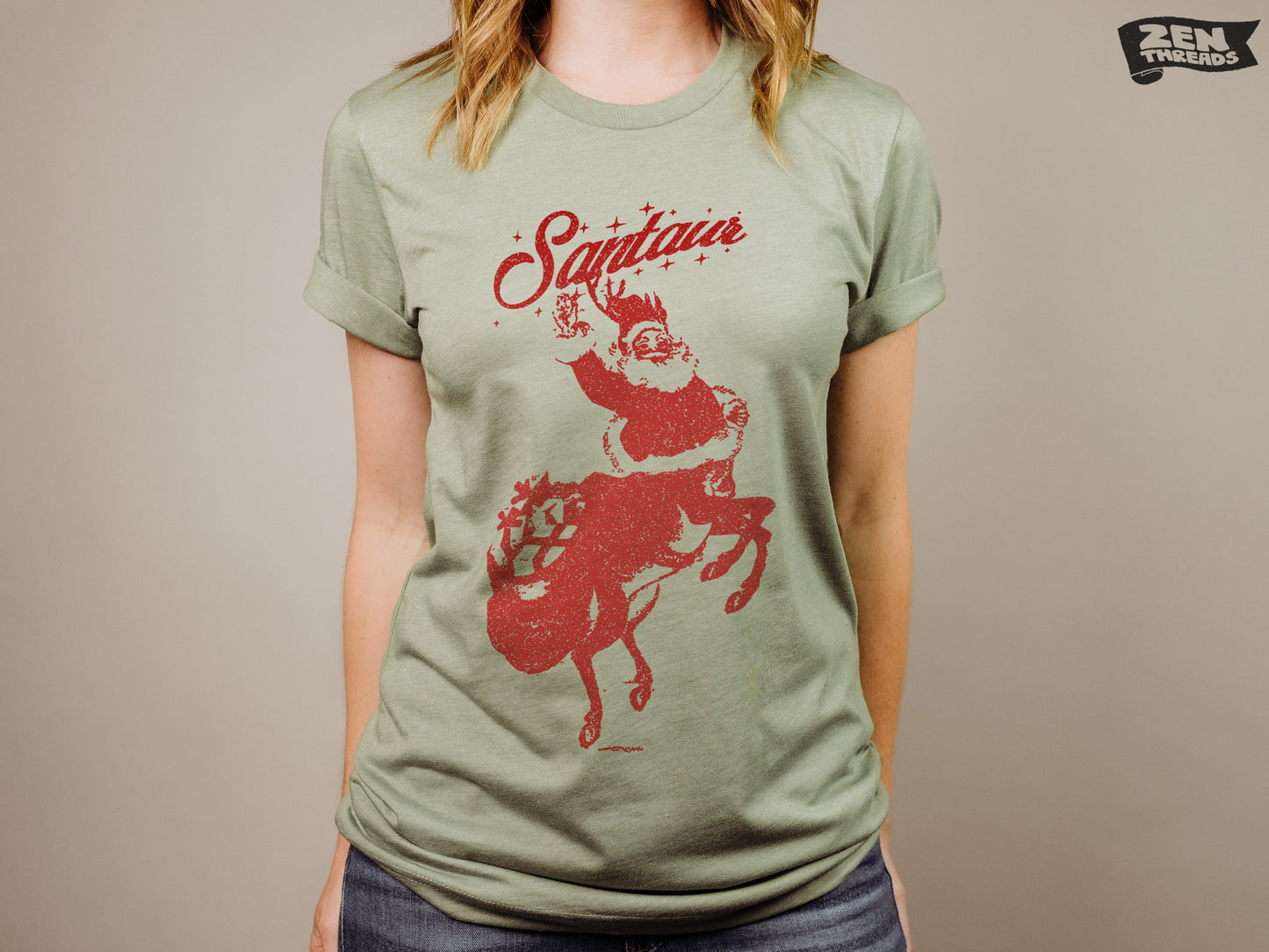 SANTAUR Santa Claus Centaur unisex mens women's t-shirt Color Options funny custom mythical creature holiday party attire Christmas graphic