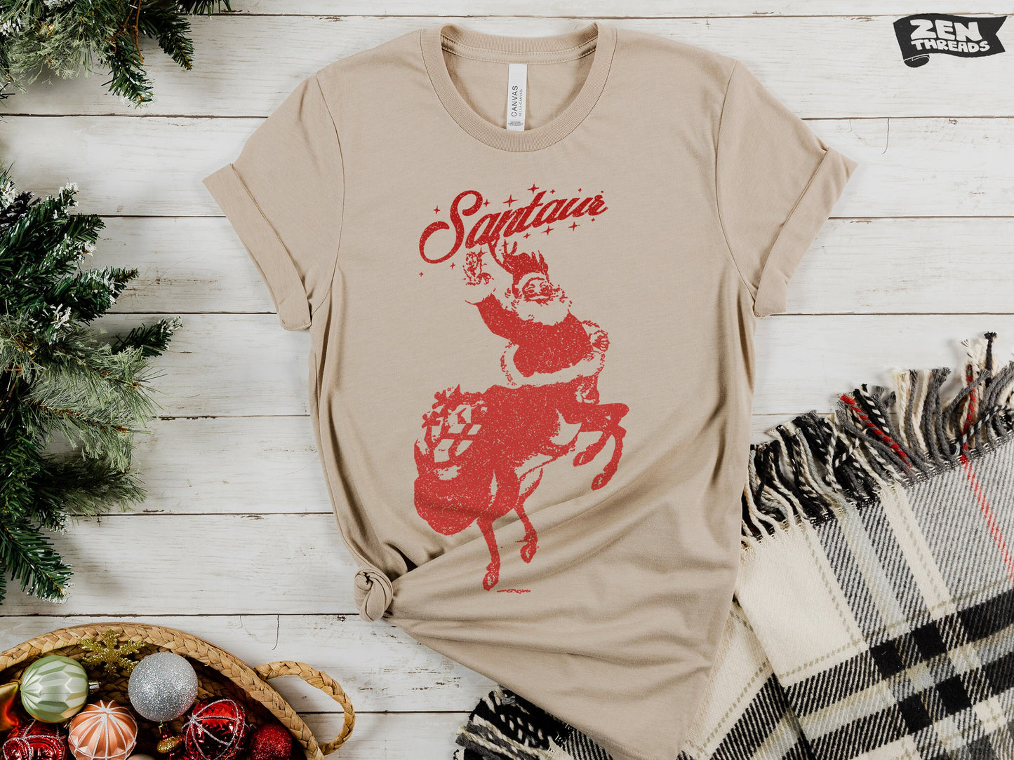 SANTAUR Santa Claus Centaur unisex mens women's t-shirt Color Options funny custom mythical creature holiday party attire Christmas graphic