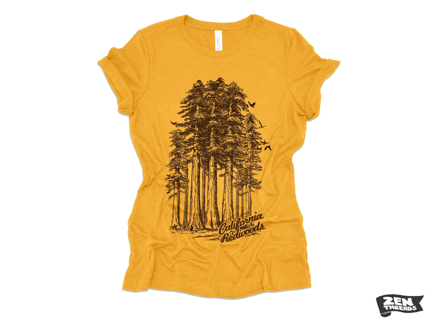 California REDWOODS Womens Boyfriend Tee National Park relaxed T-shirt Zen Threads Bella Canvas Humbolt hiking camping trees mountains gift