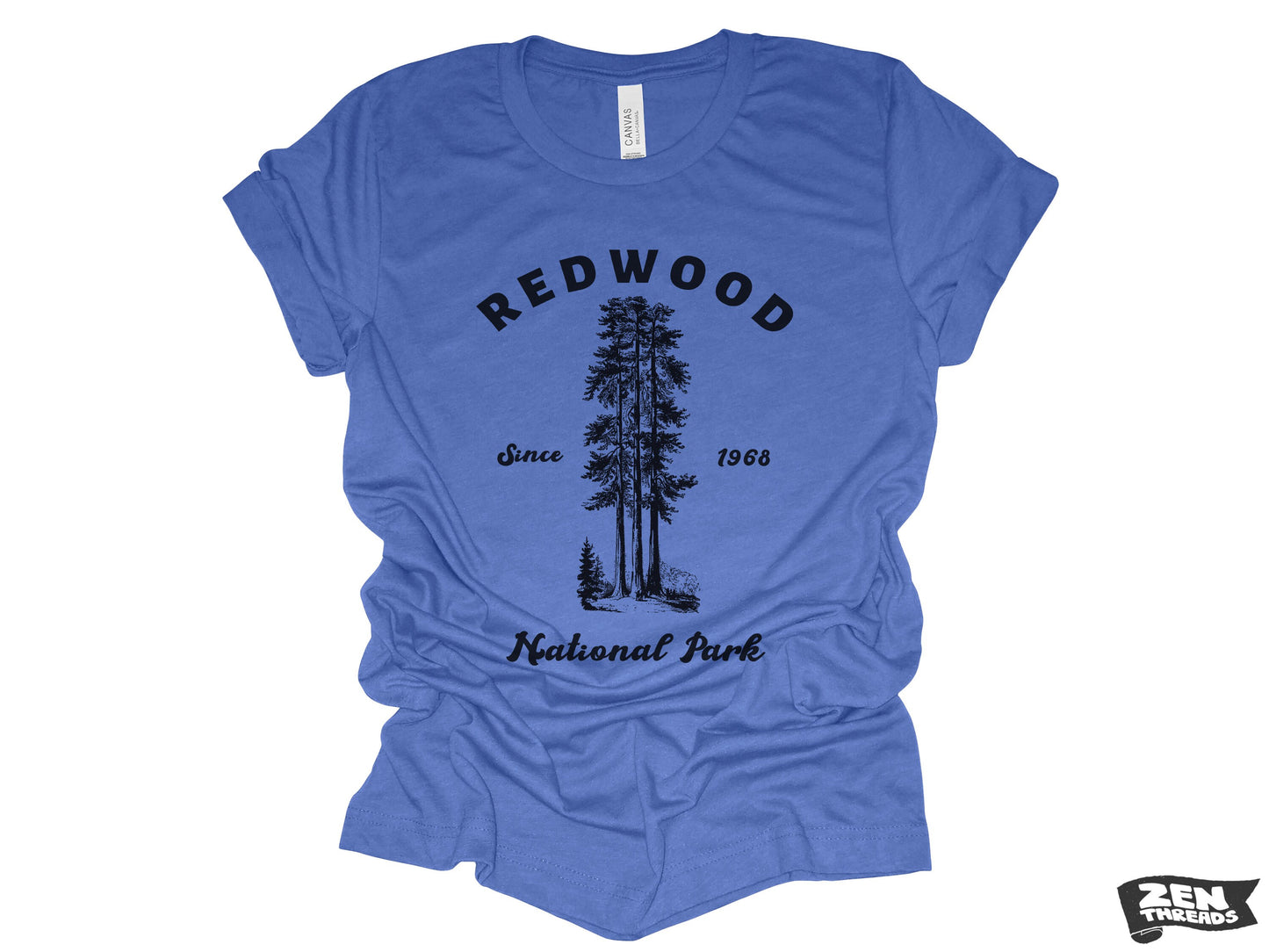 REDWOOD National Park Unisex mens women's T-Shirt custom color printed tee hiking camping travel national park forest landscape California